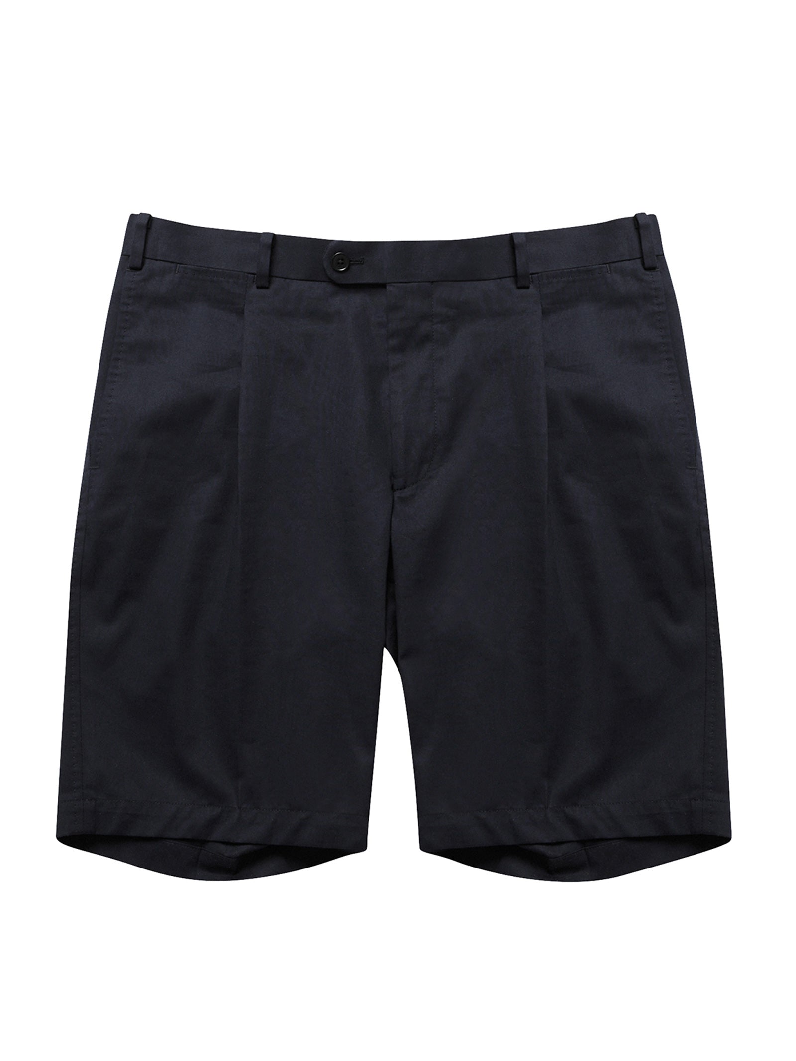 Black Summer Pleated Cotton Shorts