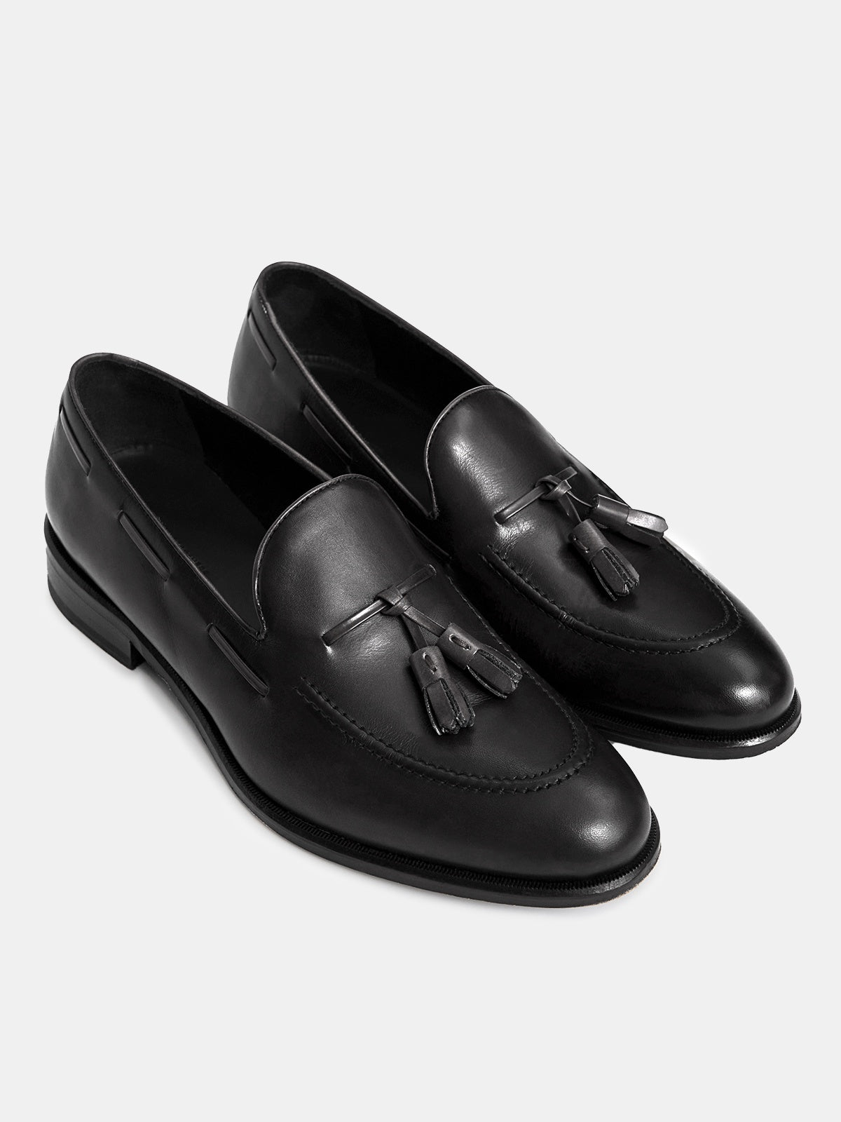 Black Calf Leather Tassel Loafer