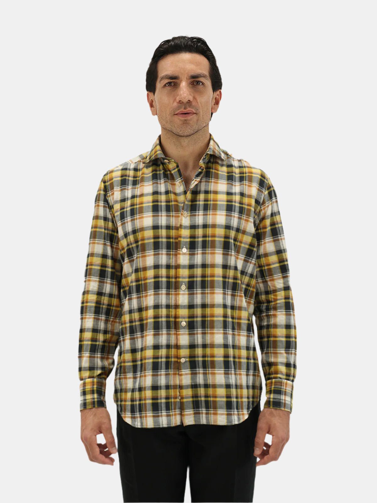 Black & Yellow Madras Spread Collar Shirt