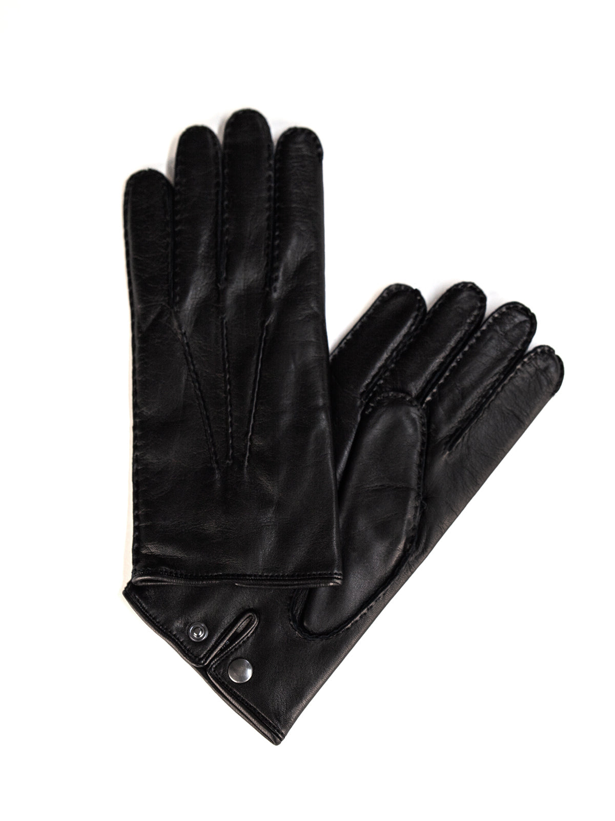 Black Cashmere-Lined Nappa Leather Gloves