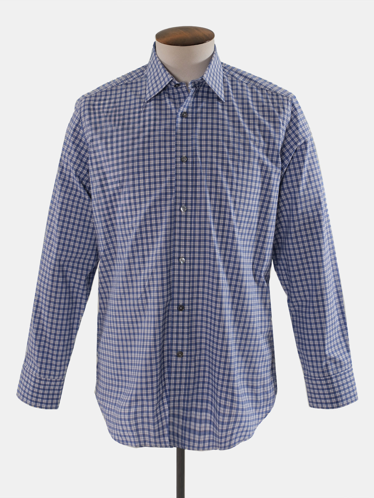 Blue Check Cutaway Collar Shirt