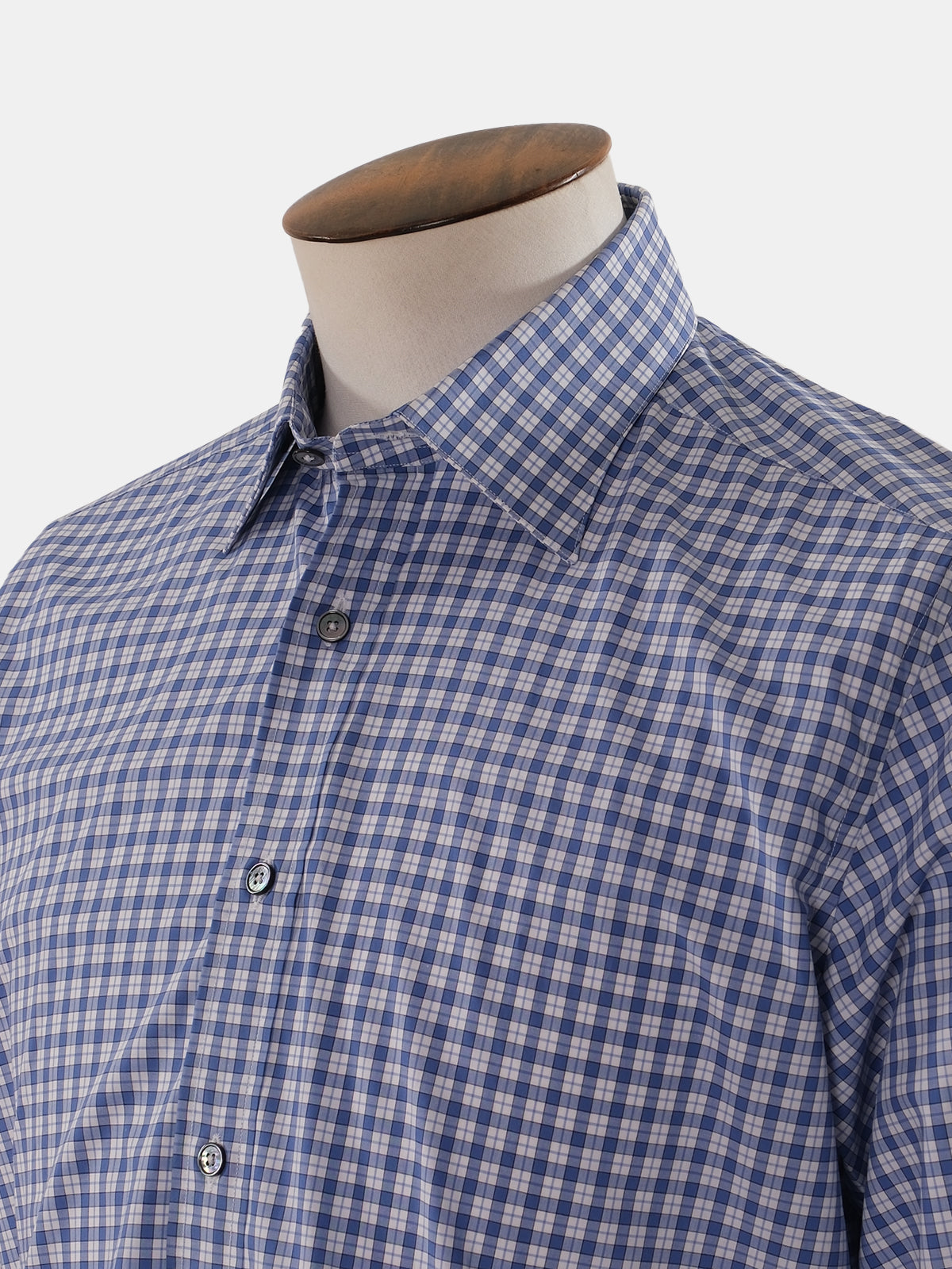 Blue Check Cutaway Collar Shirt