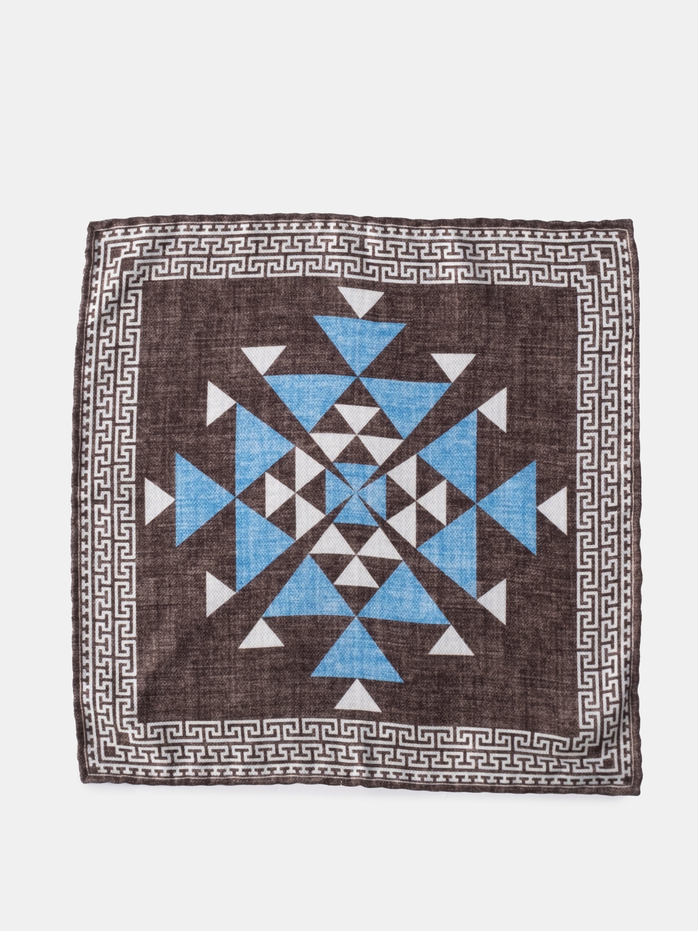 Brown & Capri Meander Motif Silk Pochette