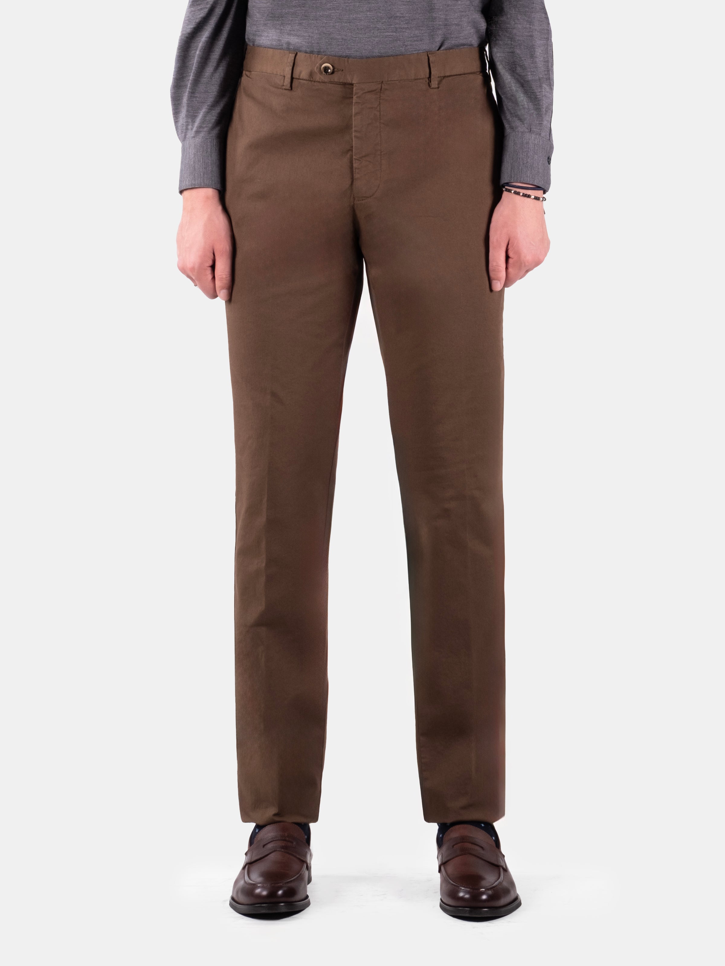 Serata Trouser - Chocolate Garment Dyed Cotton Stretch Chino
