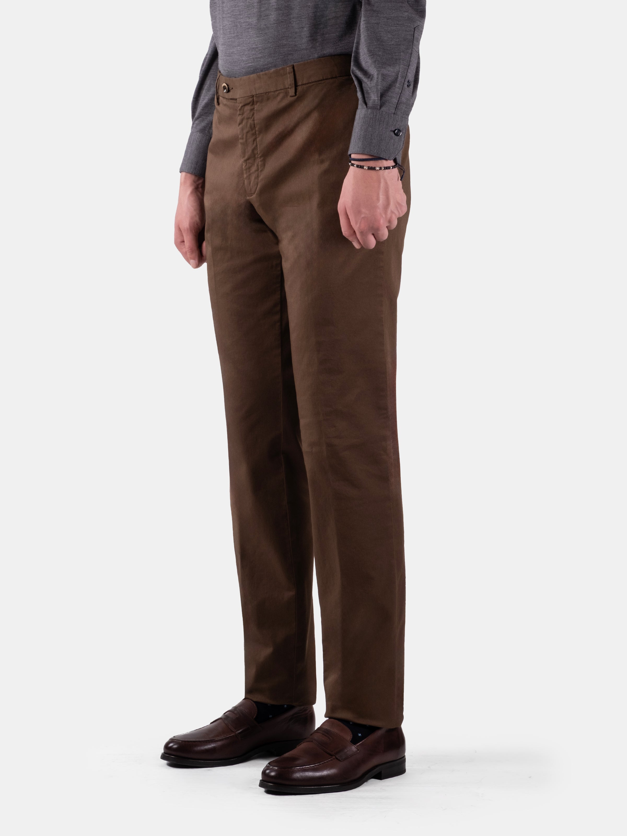 Serata Trouser - Chocolate Garment Dyed Cotton Stretch Chino
