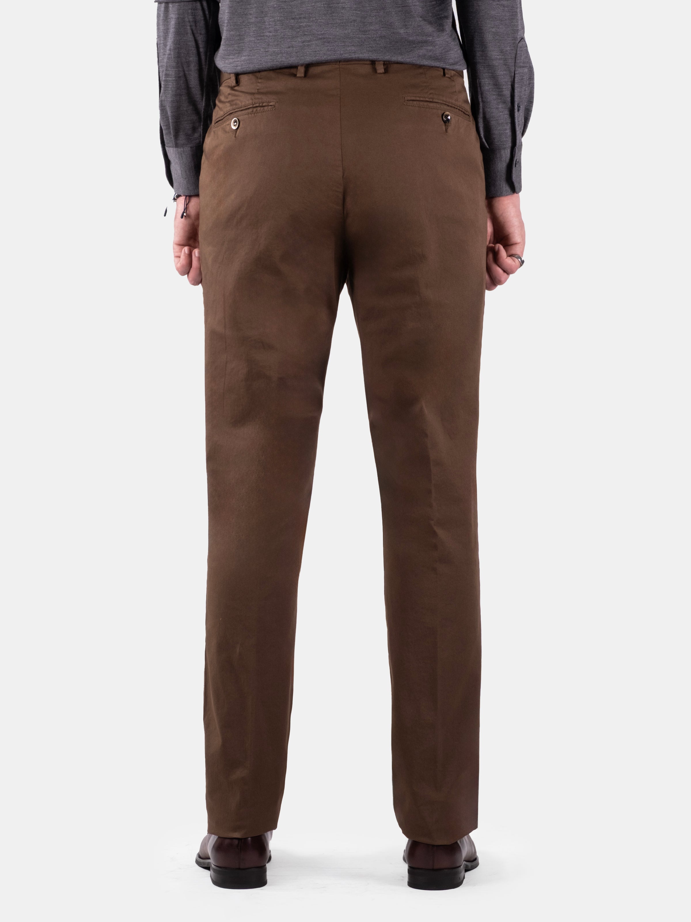 Serata Trouser - Chocolate Garment Dyed Cotton Stretch Chino