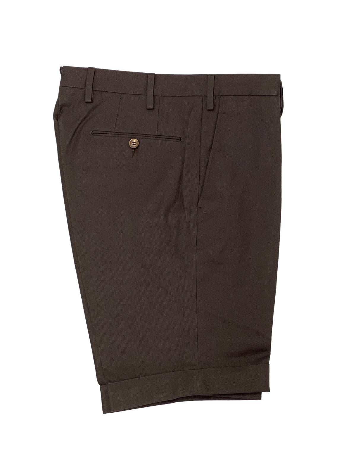 Brown Cotton Cavalry Twill Utility Shorts