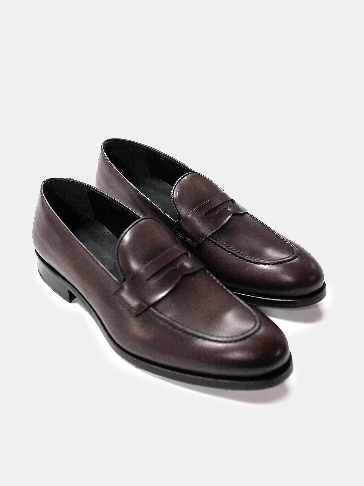 Polished Dark Brown Calf Leather Penny Loafer