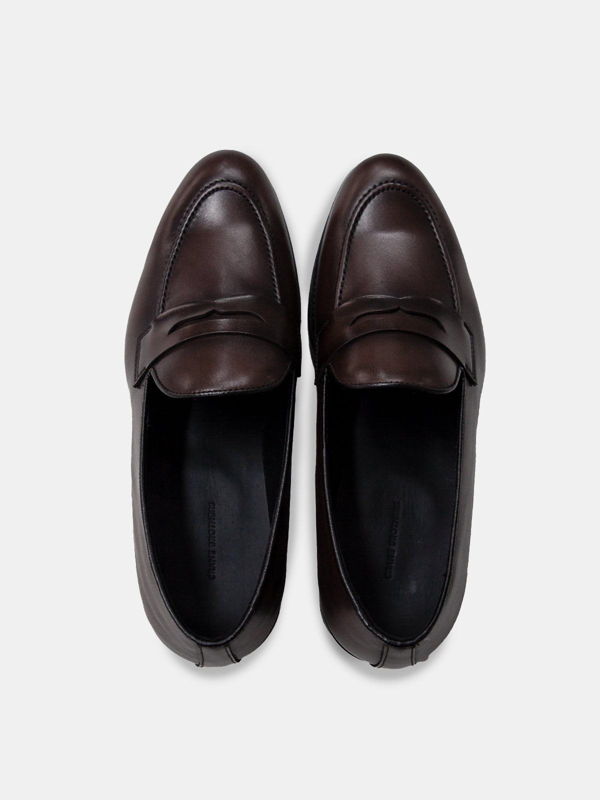 Polished Dark Brown Calf Leather Penny Loafer