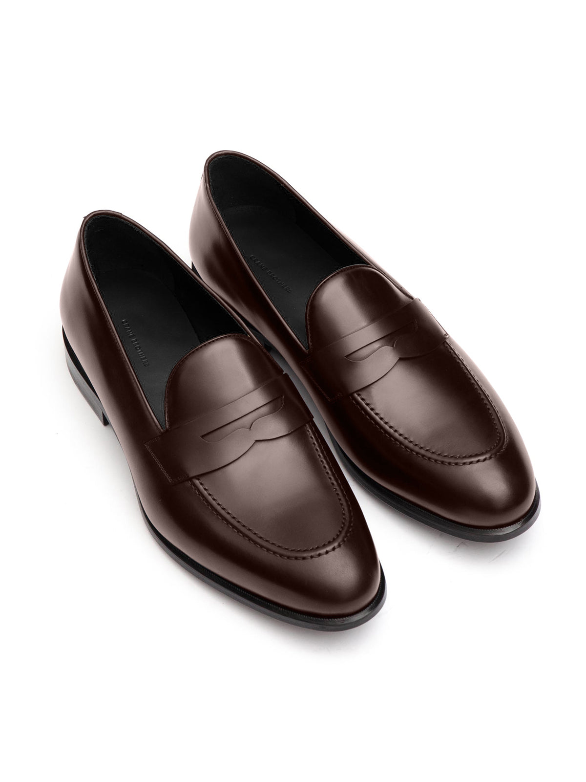 Polished Dark Brown Calf Leather Penny Loafer