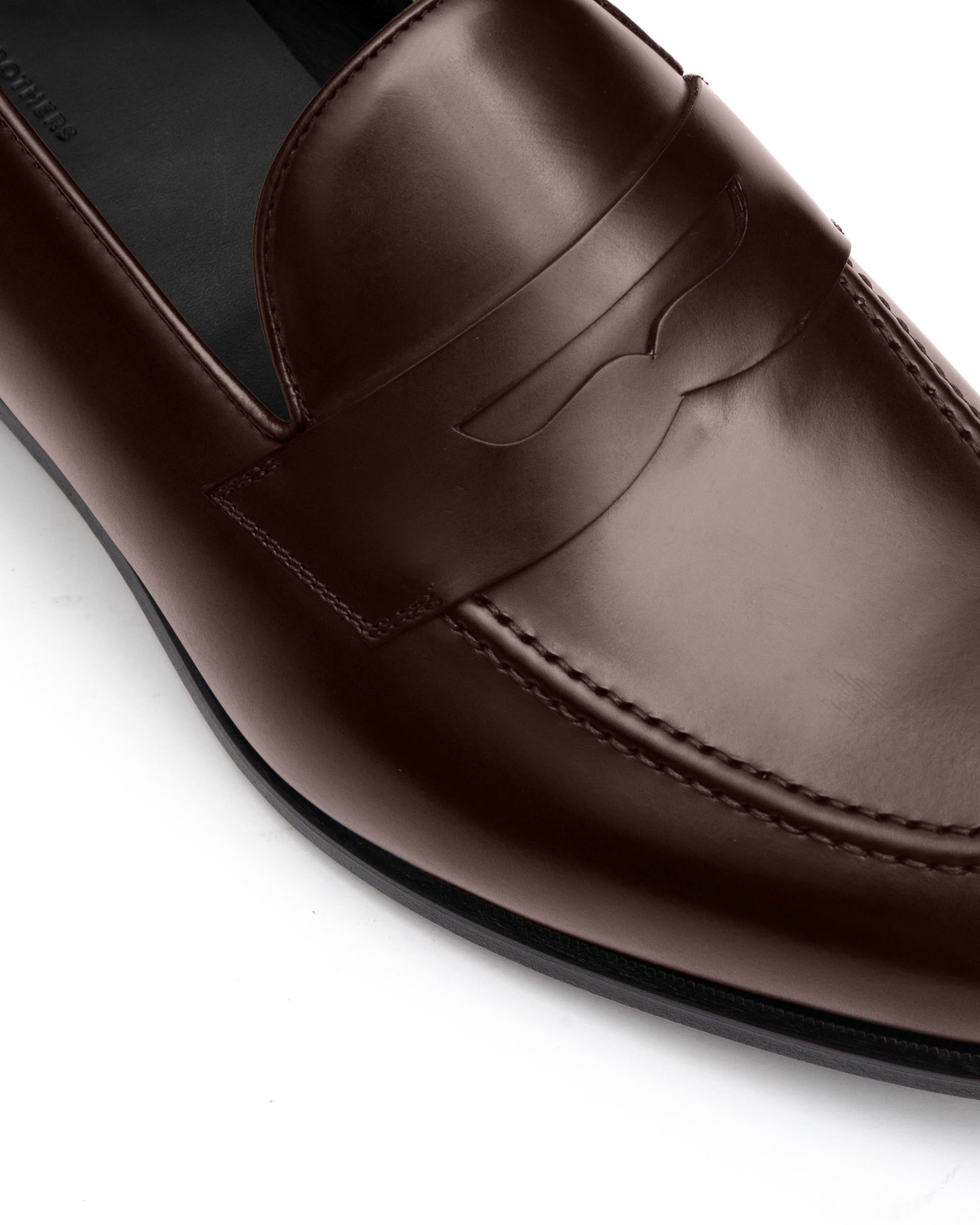 Polished Dark Brown Calf Leather Penny Loafer