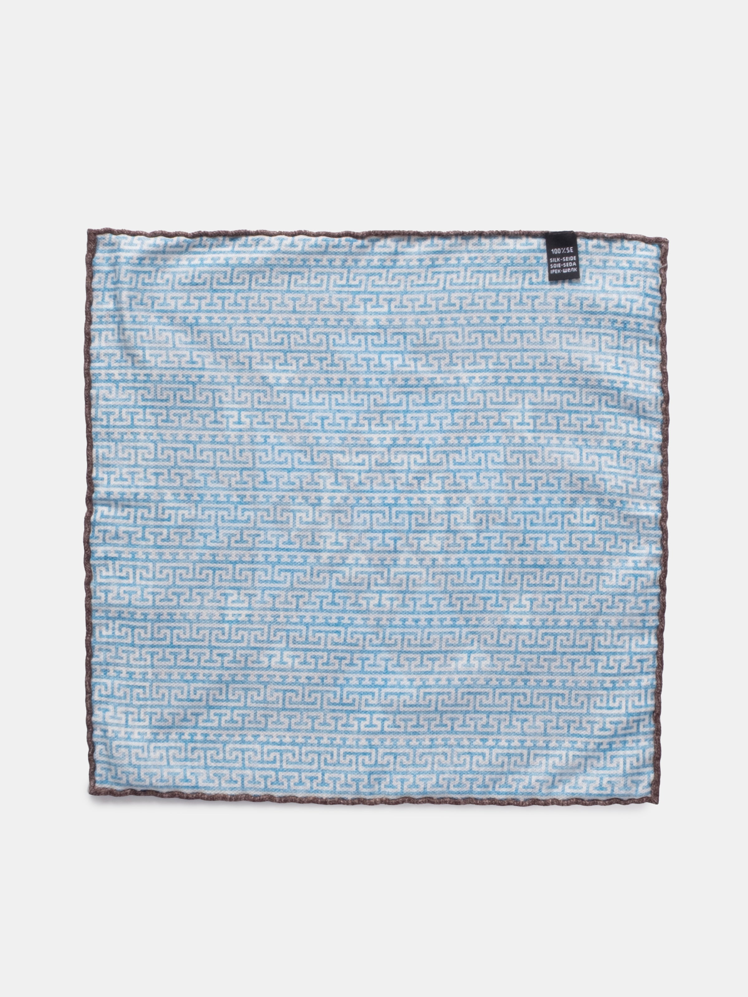 Brown & Capri Meander Motif Silk Pochette