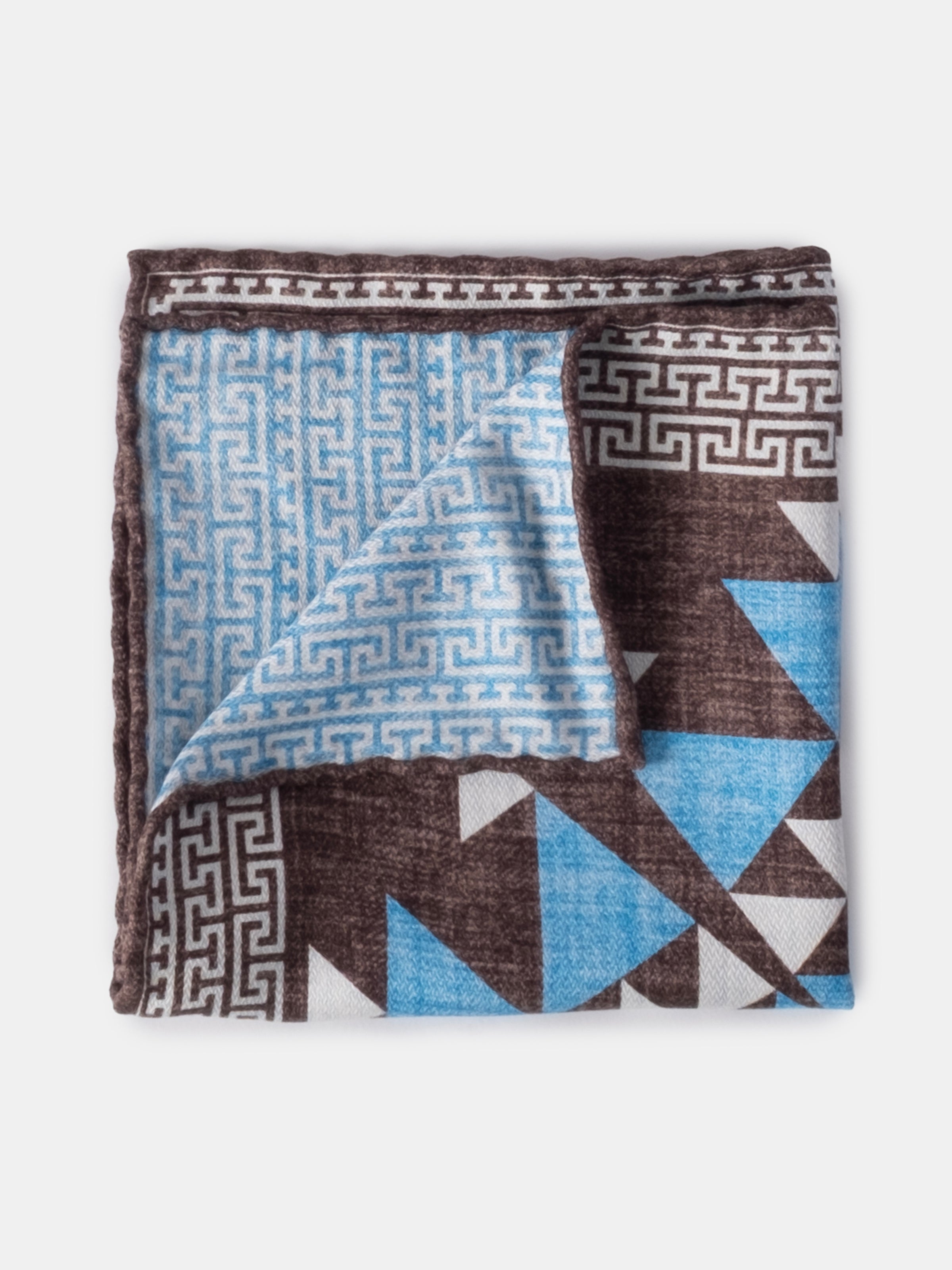 Brown & Capri Meander Motif Silk Pochette