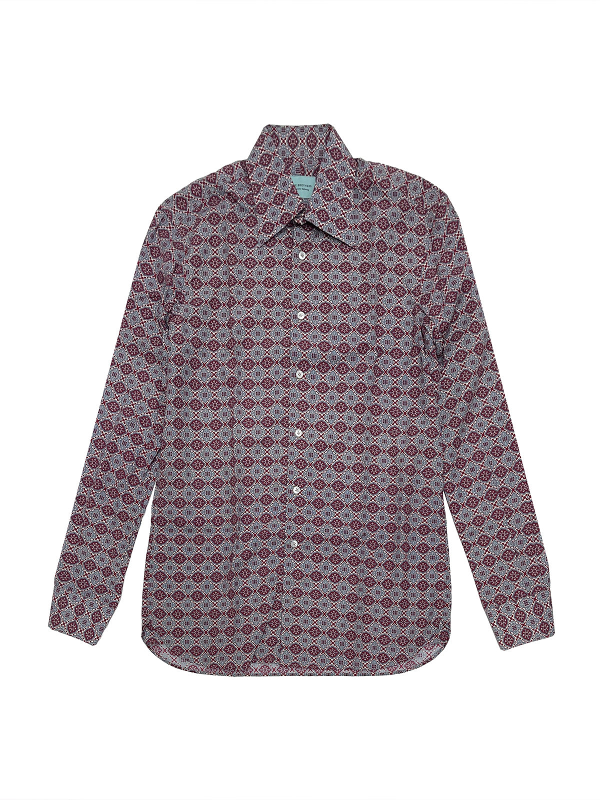 Burgundy Geometric Tile Print Shirt