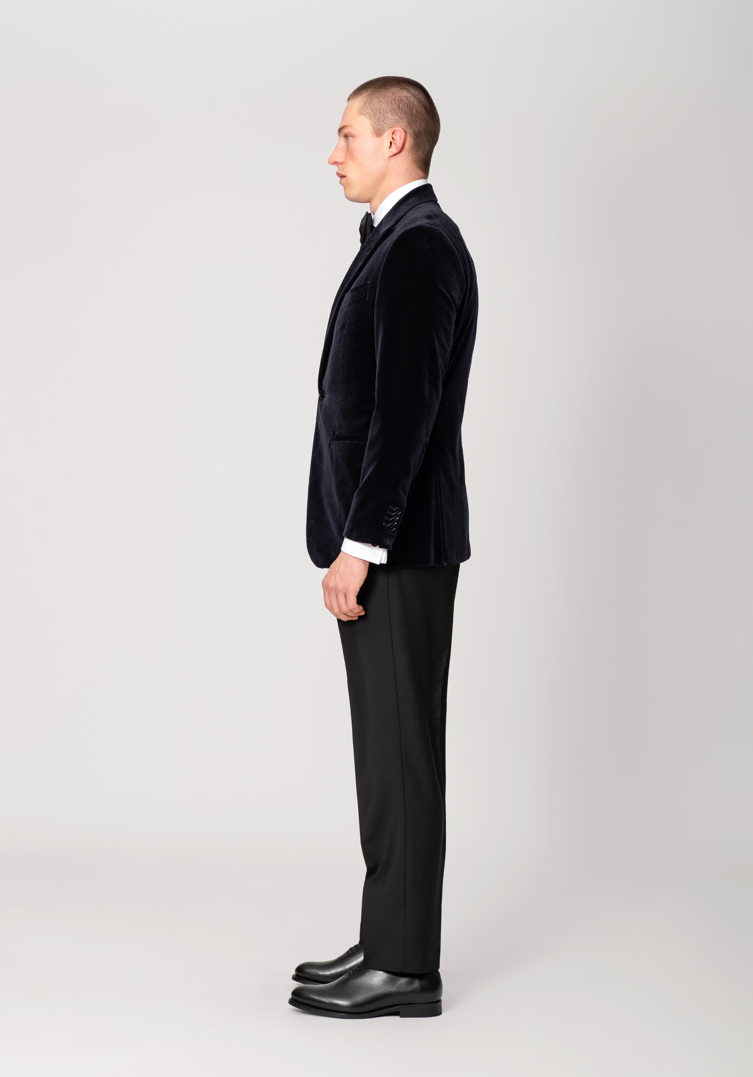 Cotton Velvet Smoking Jacket - Midnight Navy