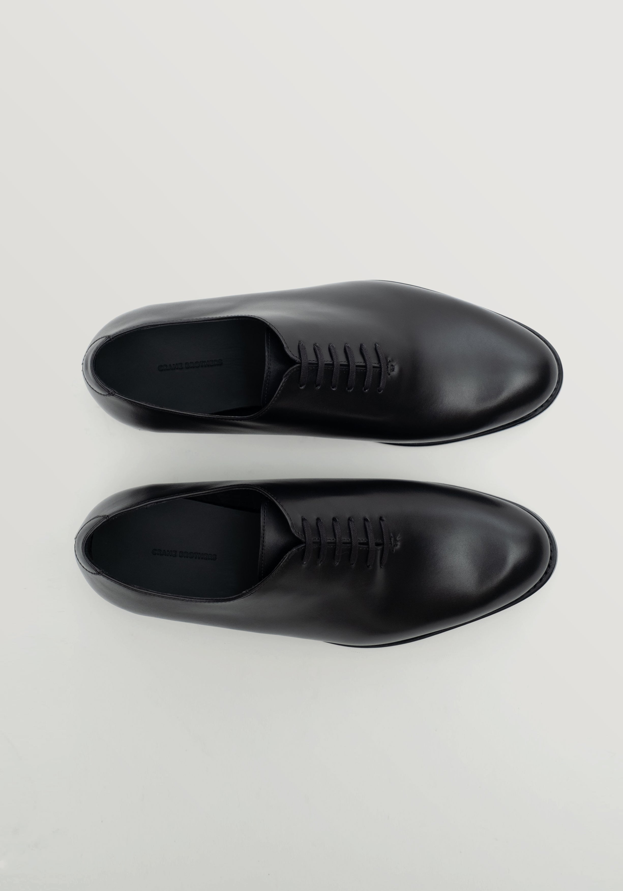 Black Leather Whole Cut Oxford Shoe