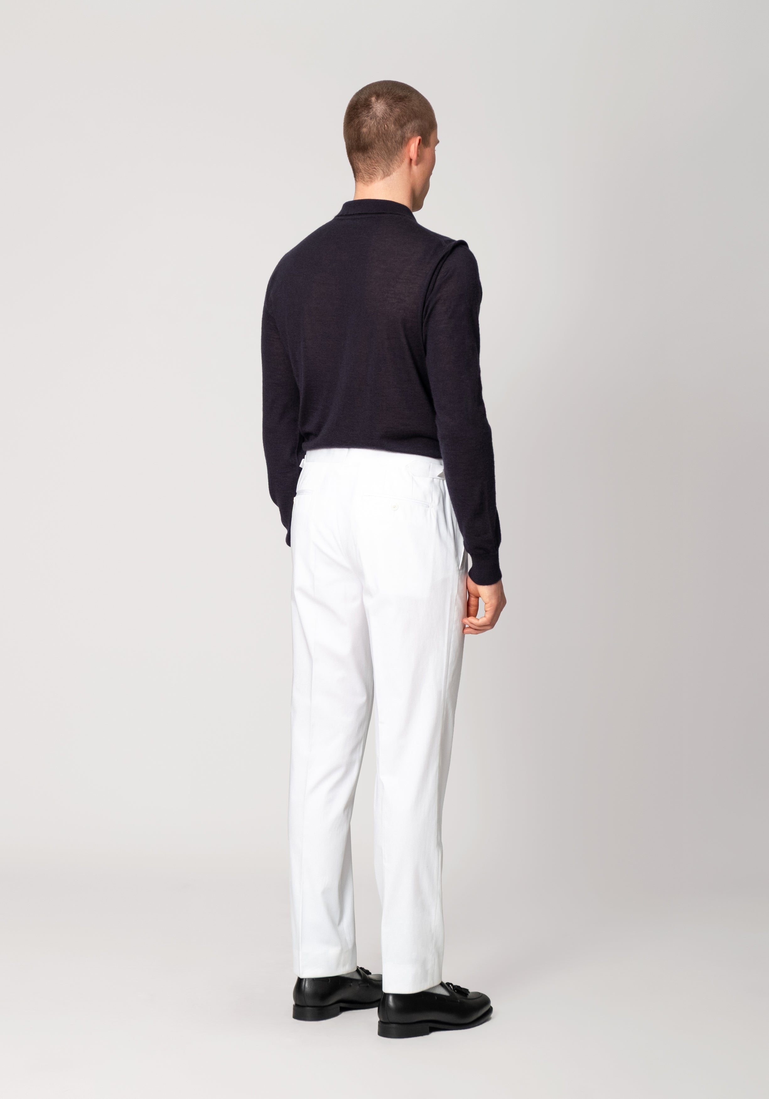 Cotton Dress Trouser with Side Adjusters - White