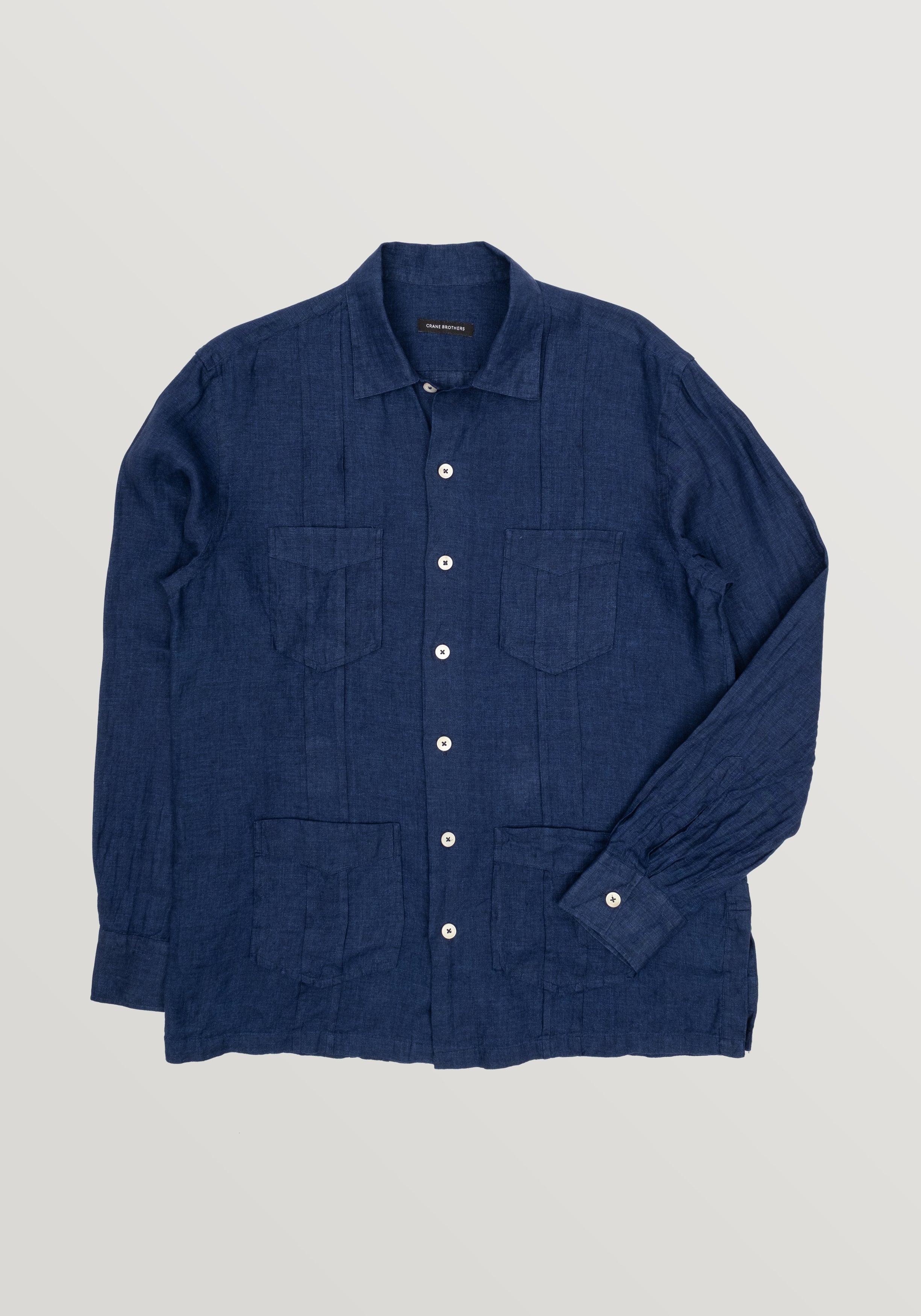 Guayabera Linen Shirt - Deep Navy
