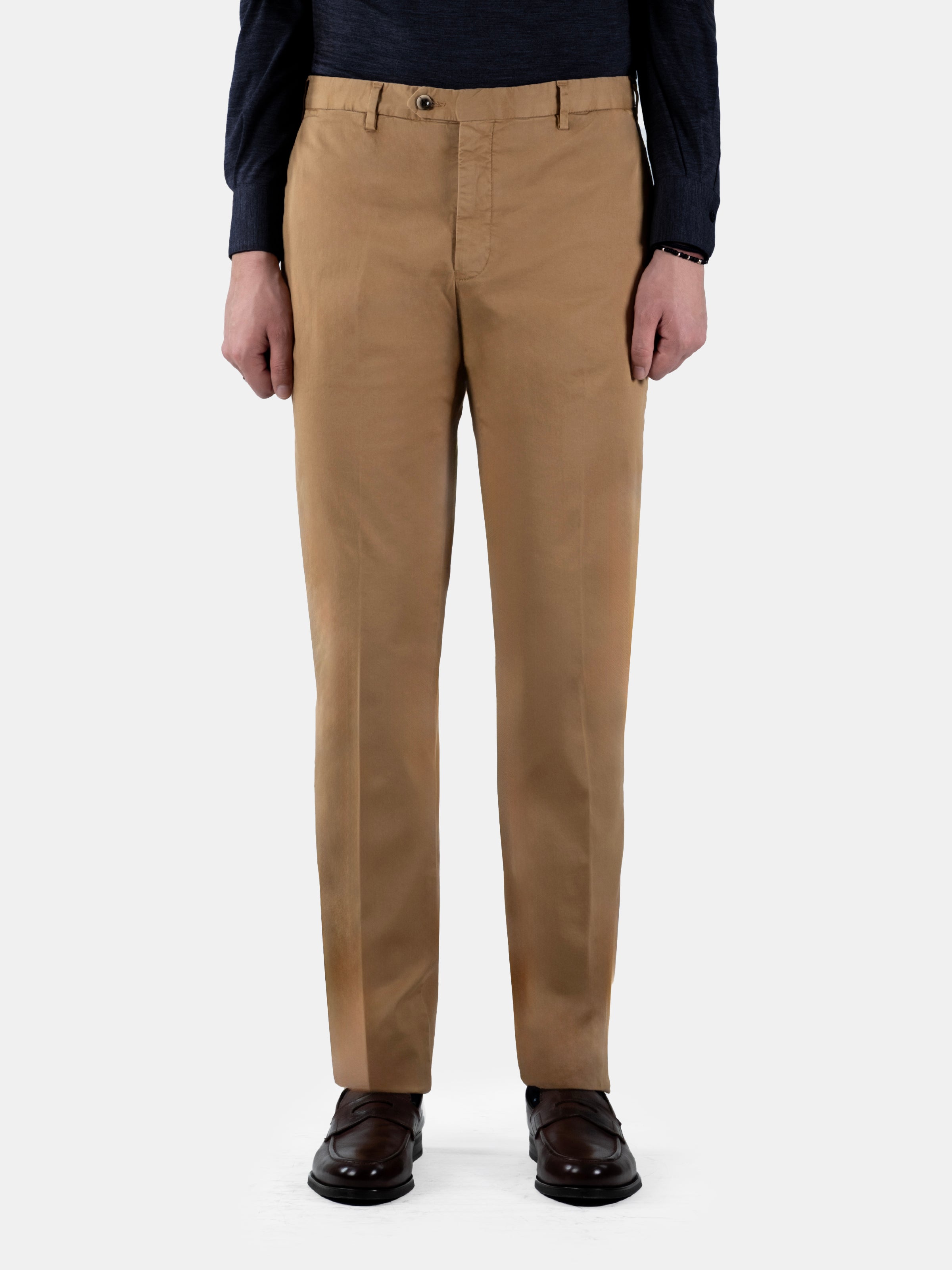 Serata Trouser - Caramel Garment Dyed Cotton Stretch Chino