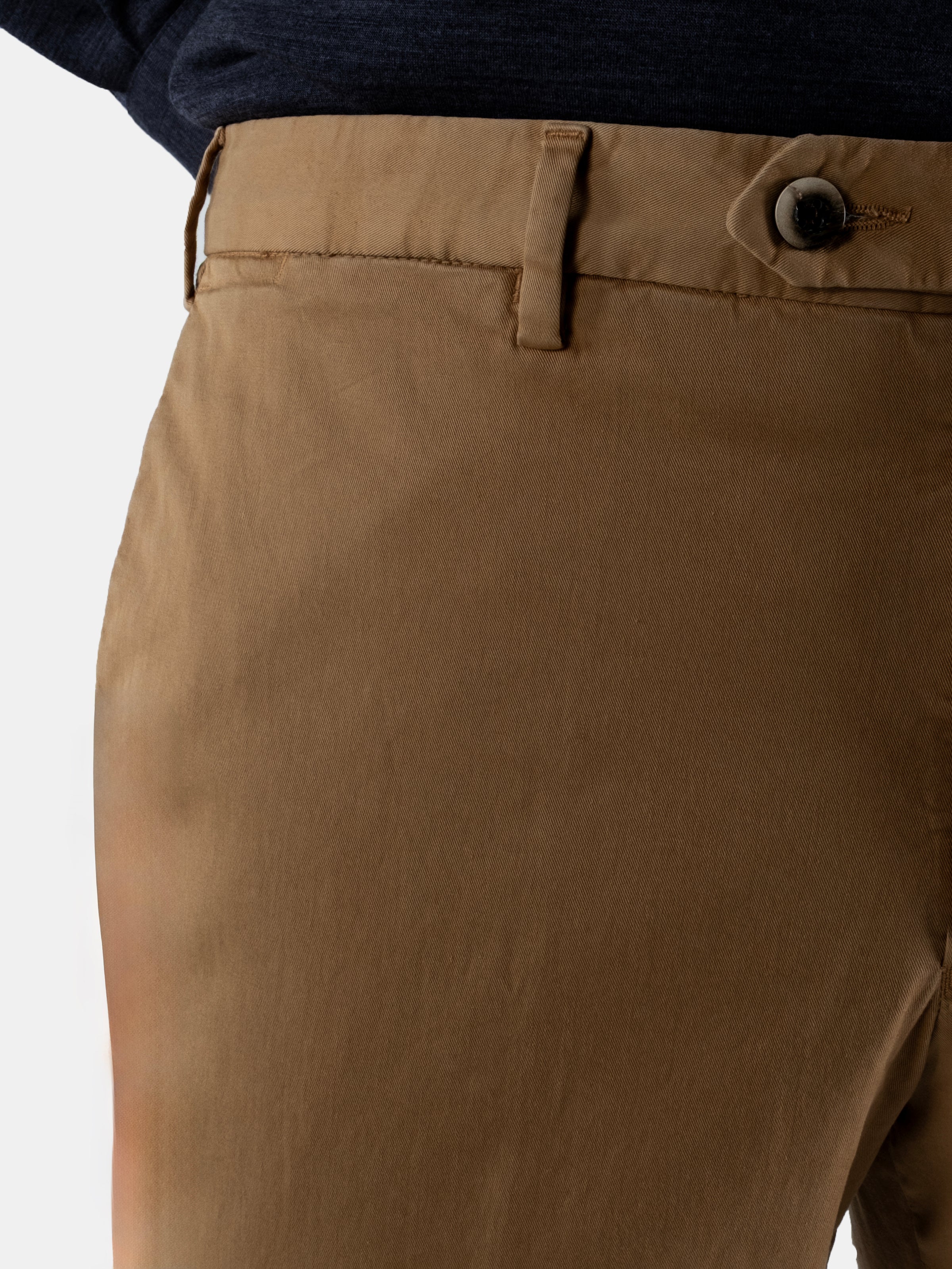 Serata Trouser - Caramel Garment Dyed Cotton Stretch Chino