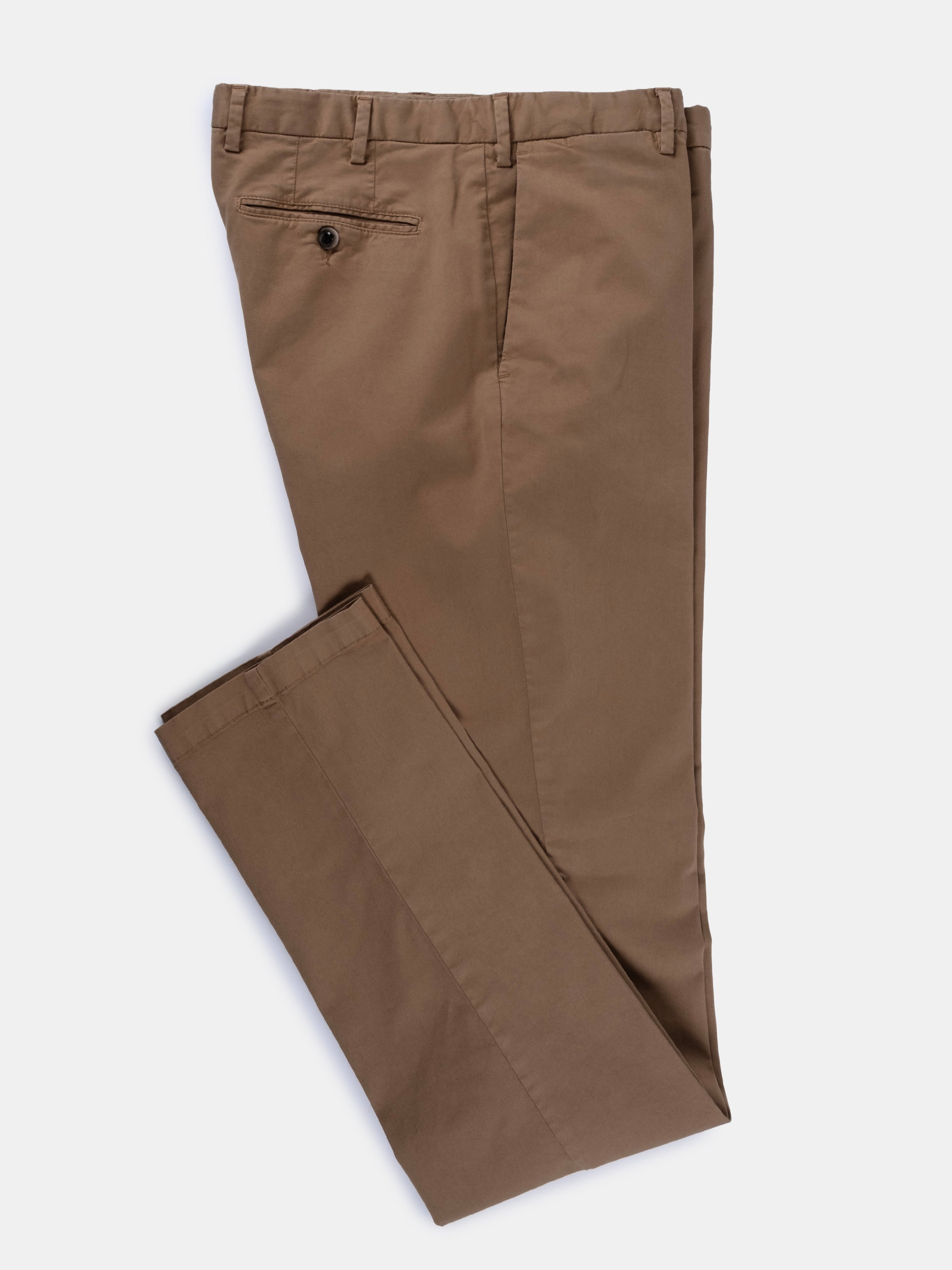 Serata Trouser - Caramel Garment Dyed Cotton Stretch Chino