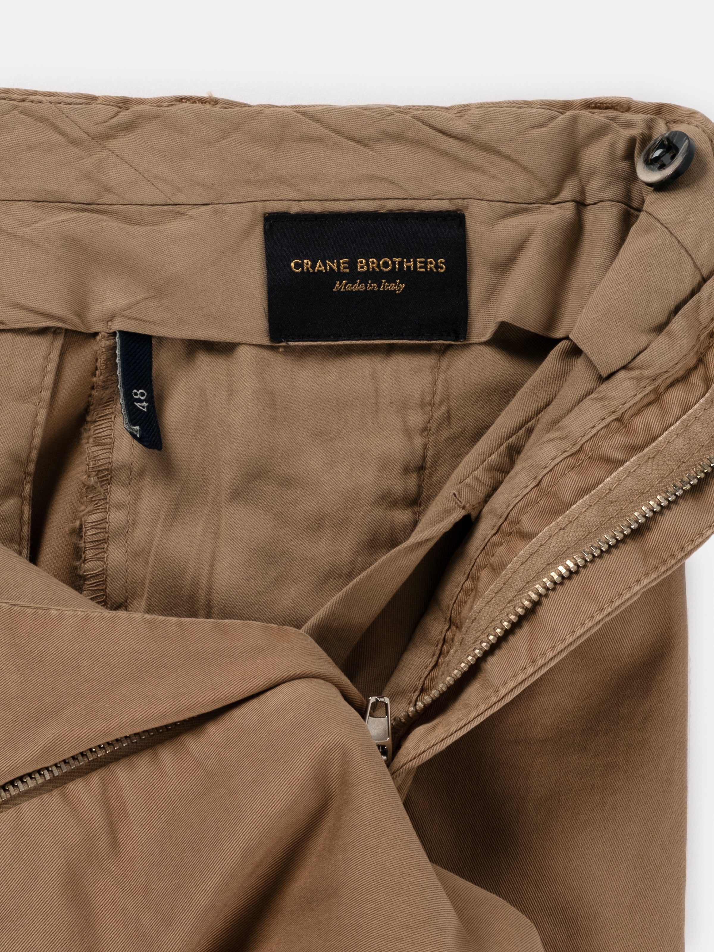 Serata Trouser - Caramel Garment Dyed Cotton Stretch Chino