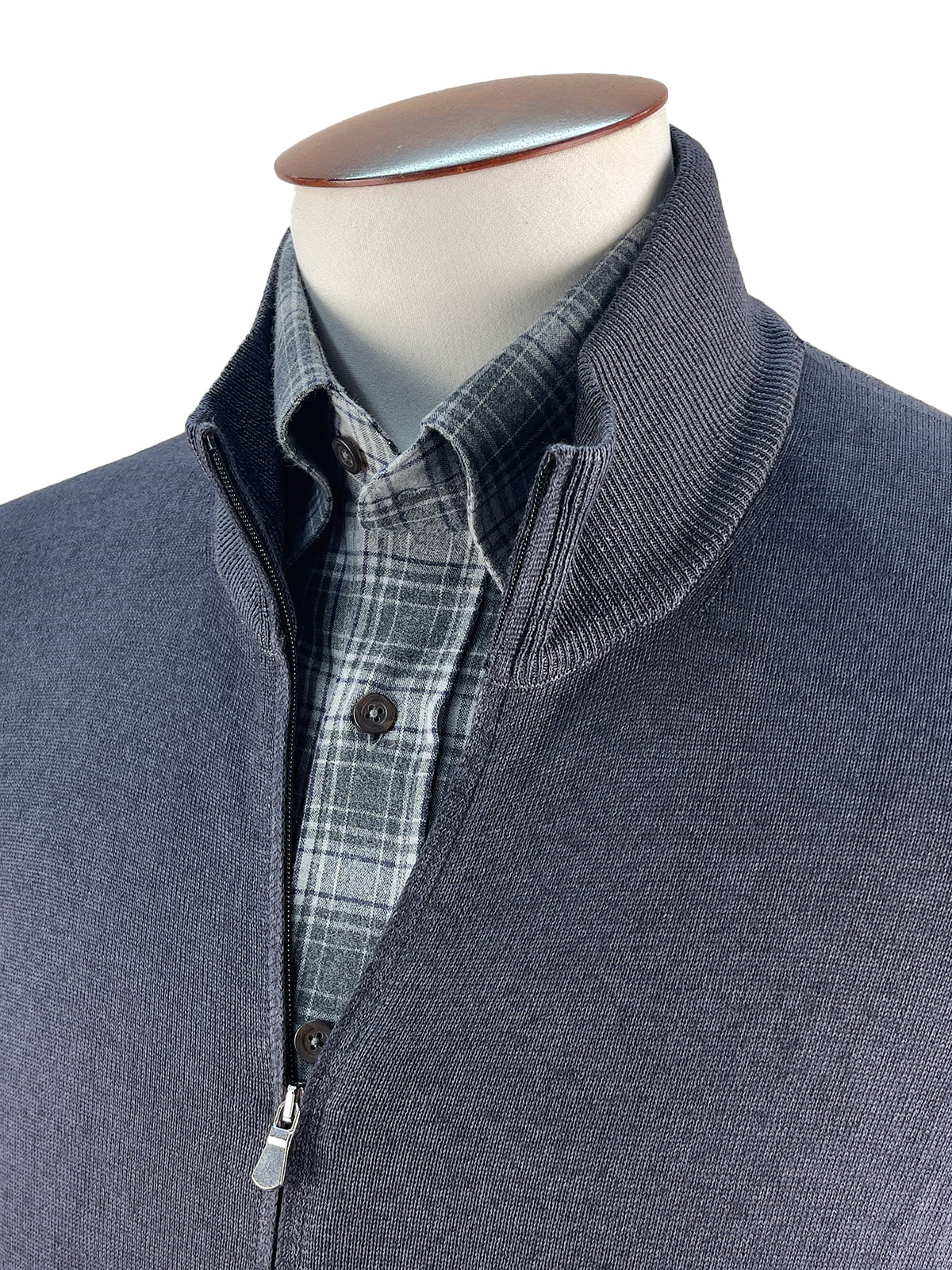 Carbon Merino Wool Zip Sweater