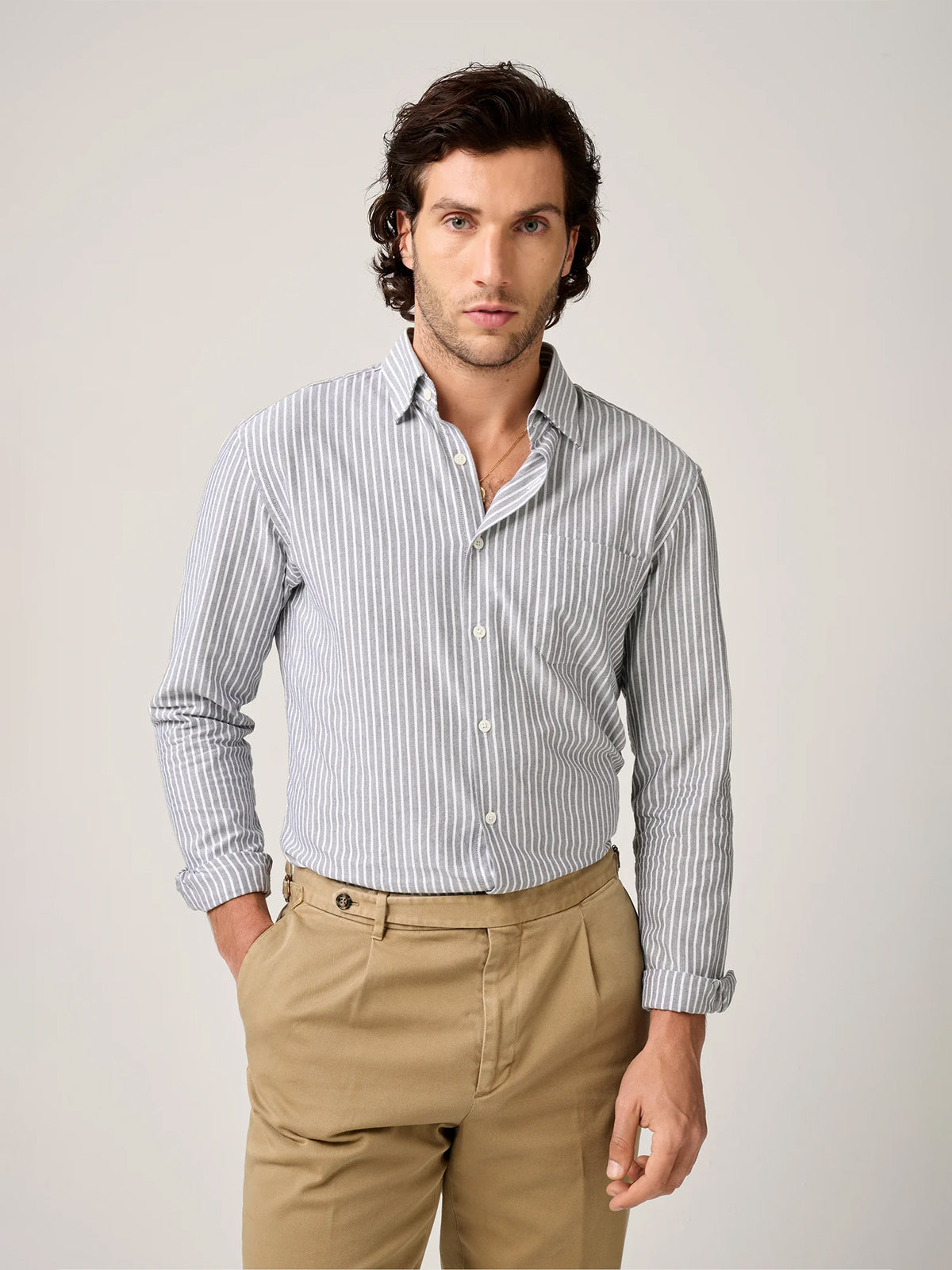 Christian Kimber Fenner Essential Oxford Shirt - Gray Stripe