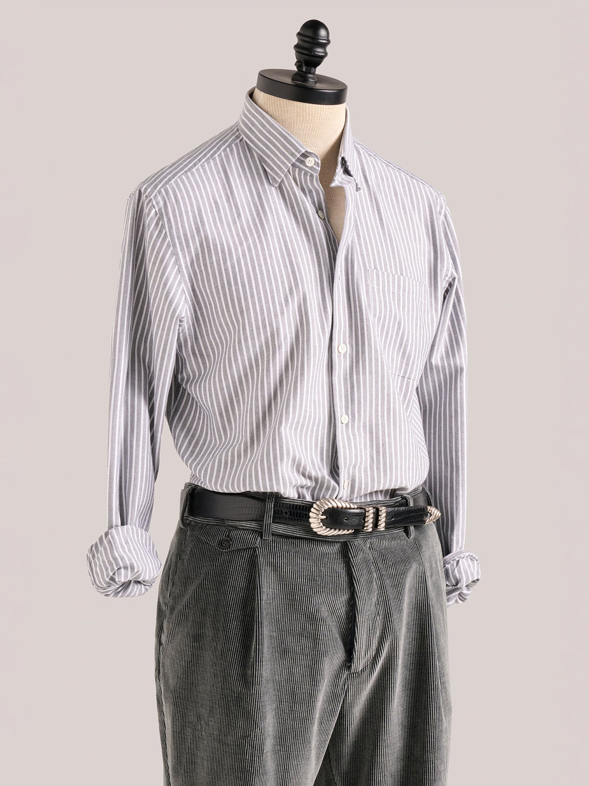Christian Kimber Fenner Essential Oxford Shirt - Gray Stripe