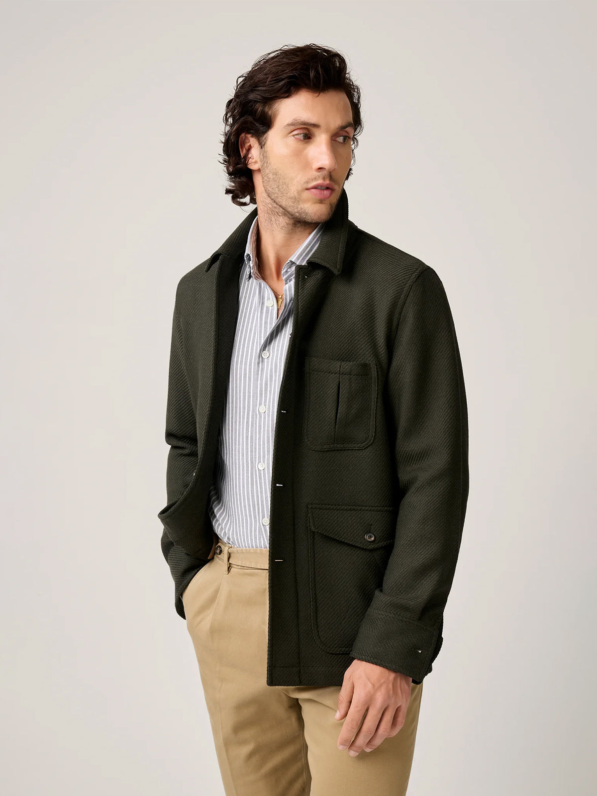 Christian Kimber Wool Chore Jacket - Forest Green