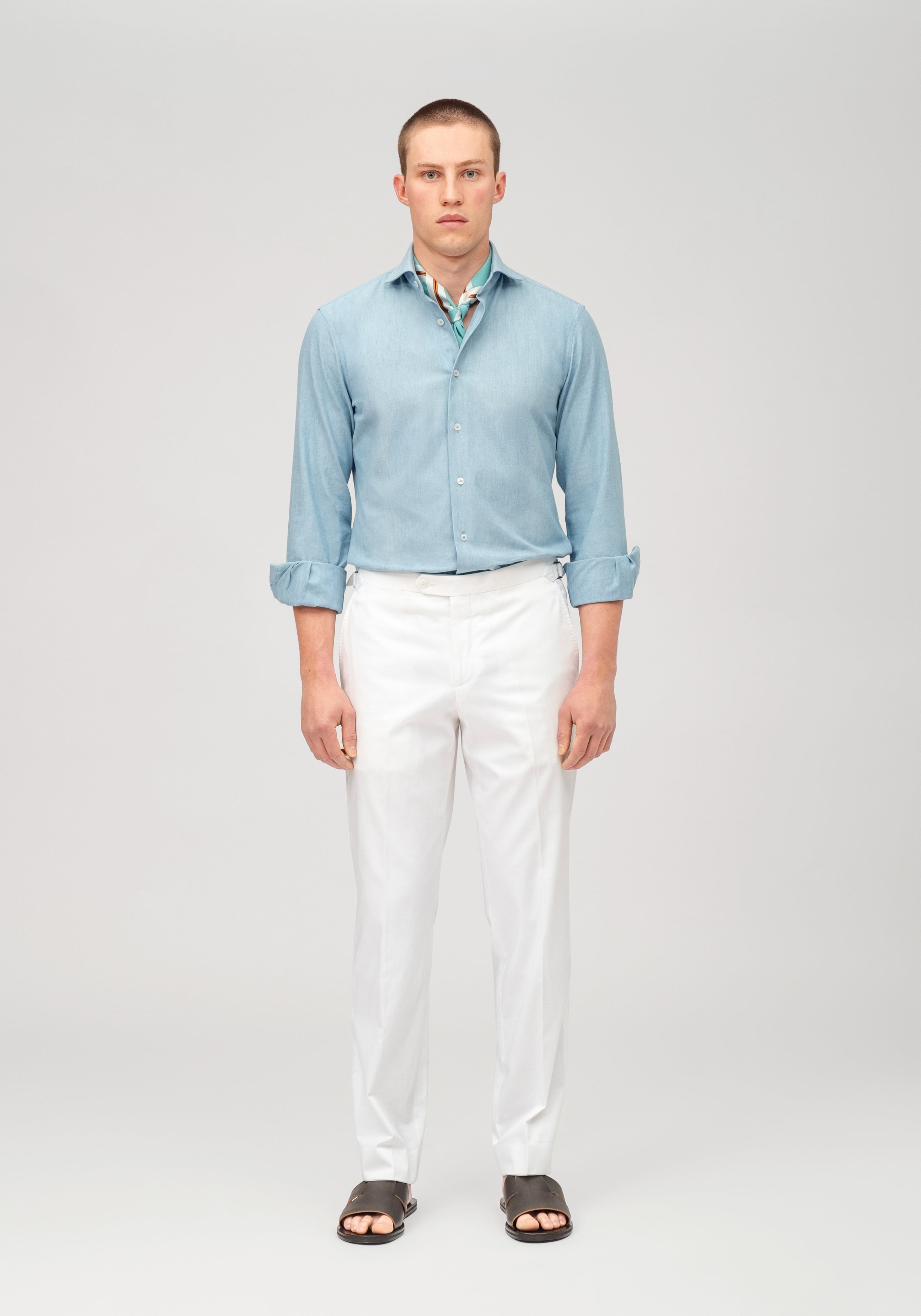Cotton Dress Trouser with Side Adjusters - White