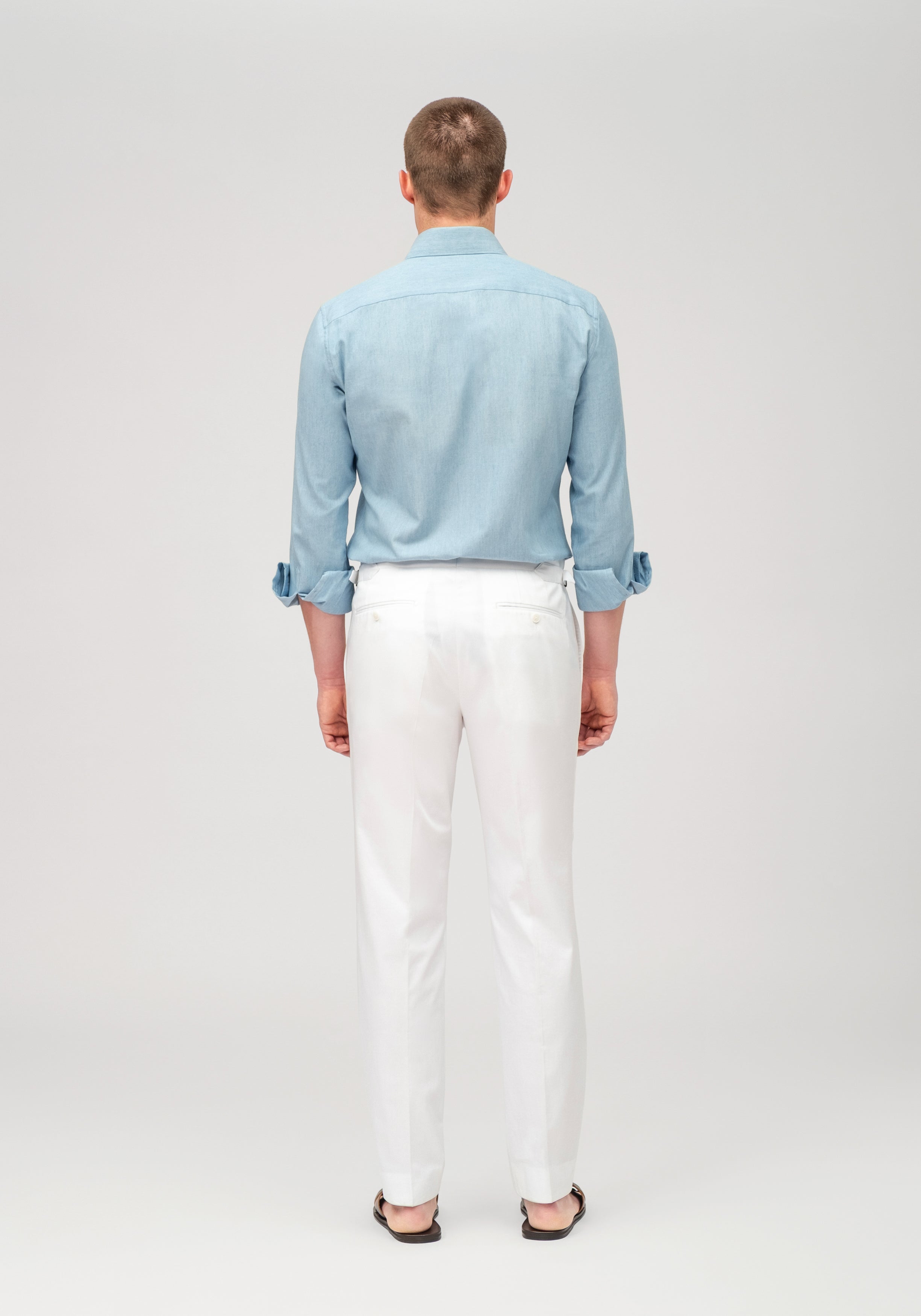 Cotton Dress Trouser with Side Adjusters - White
