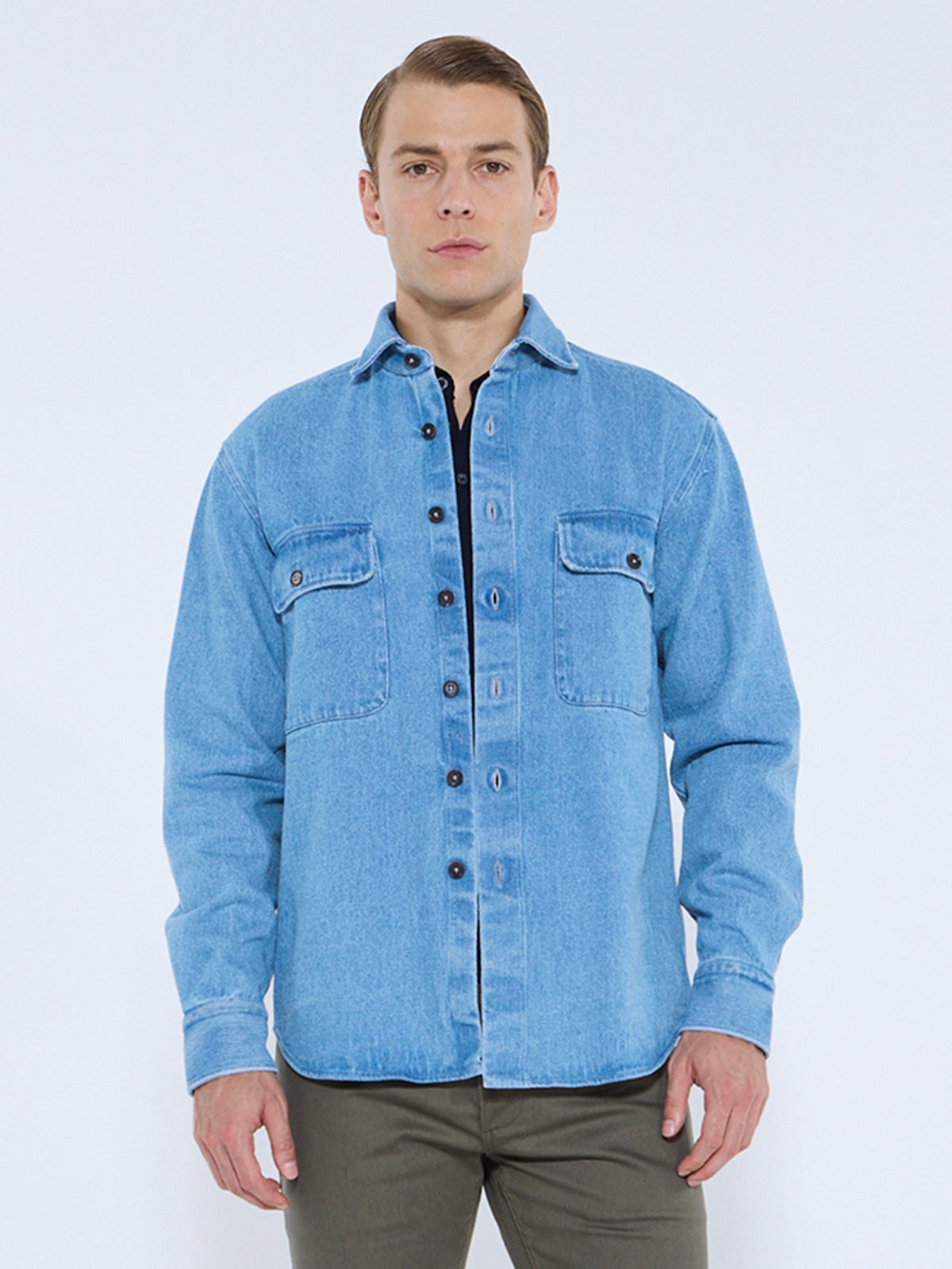 Blue Denim Double Pocket Overshirt