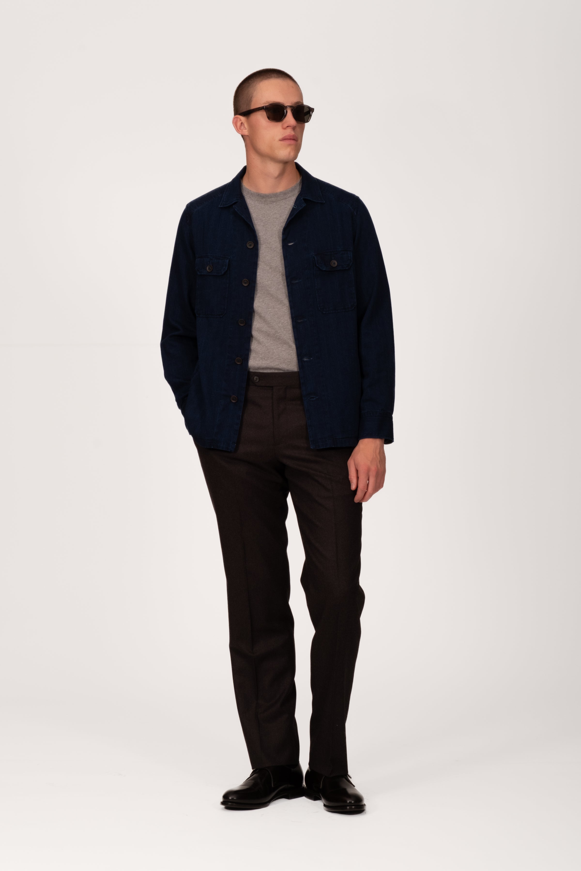 Herringbone Dark Denim Chore Shirt