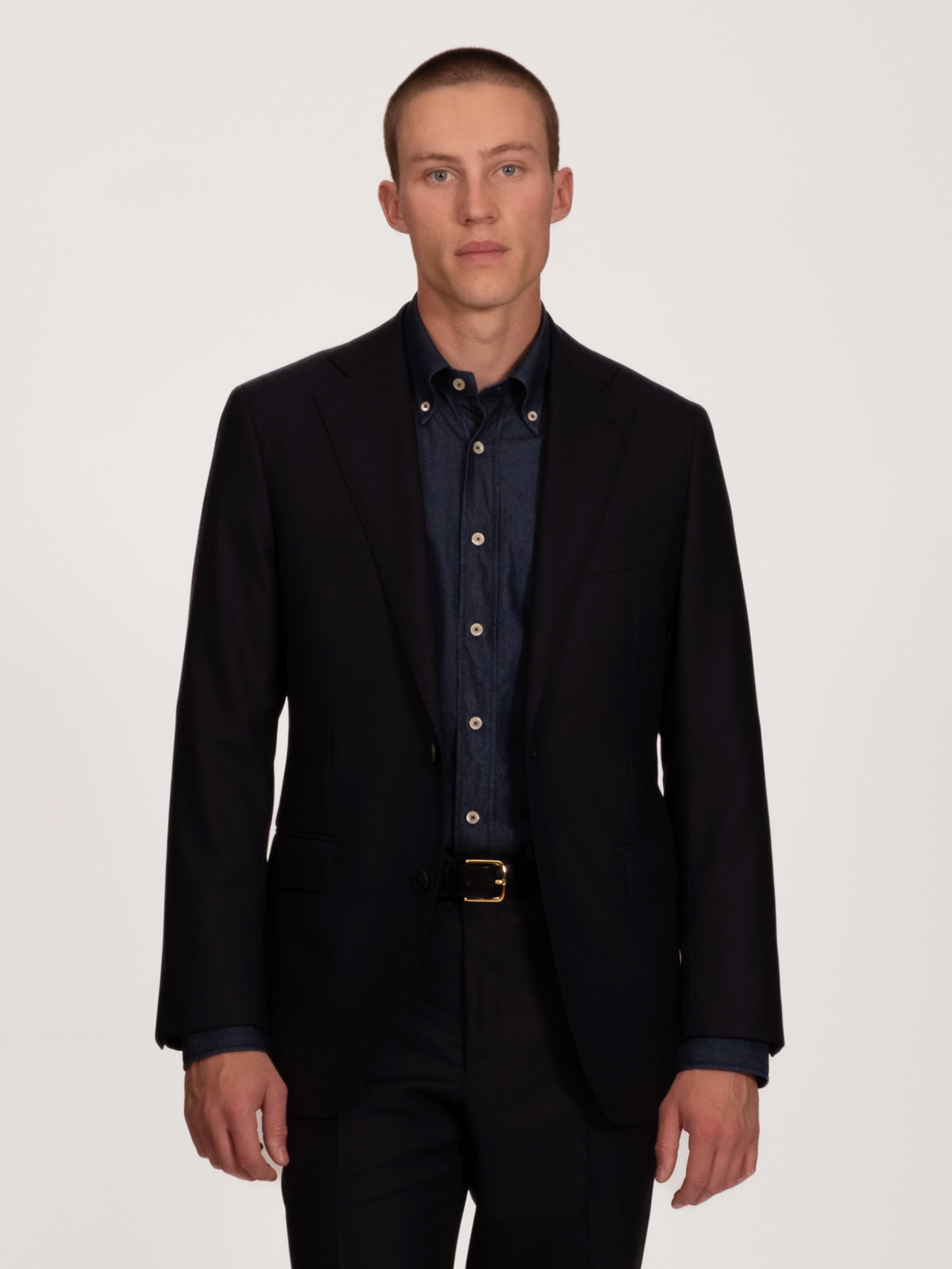 Dark Chambray Button Down Collar Shirt