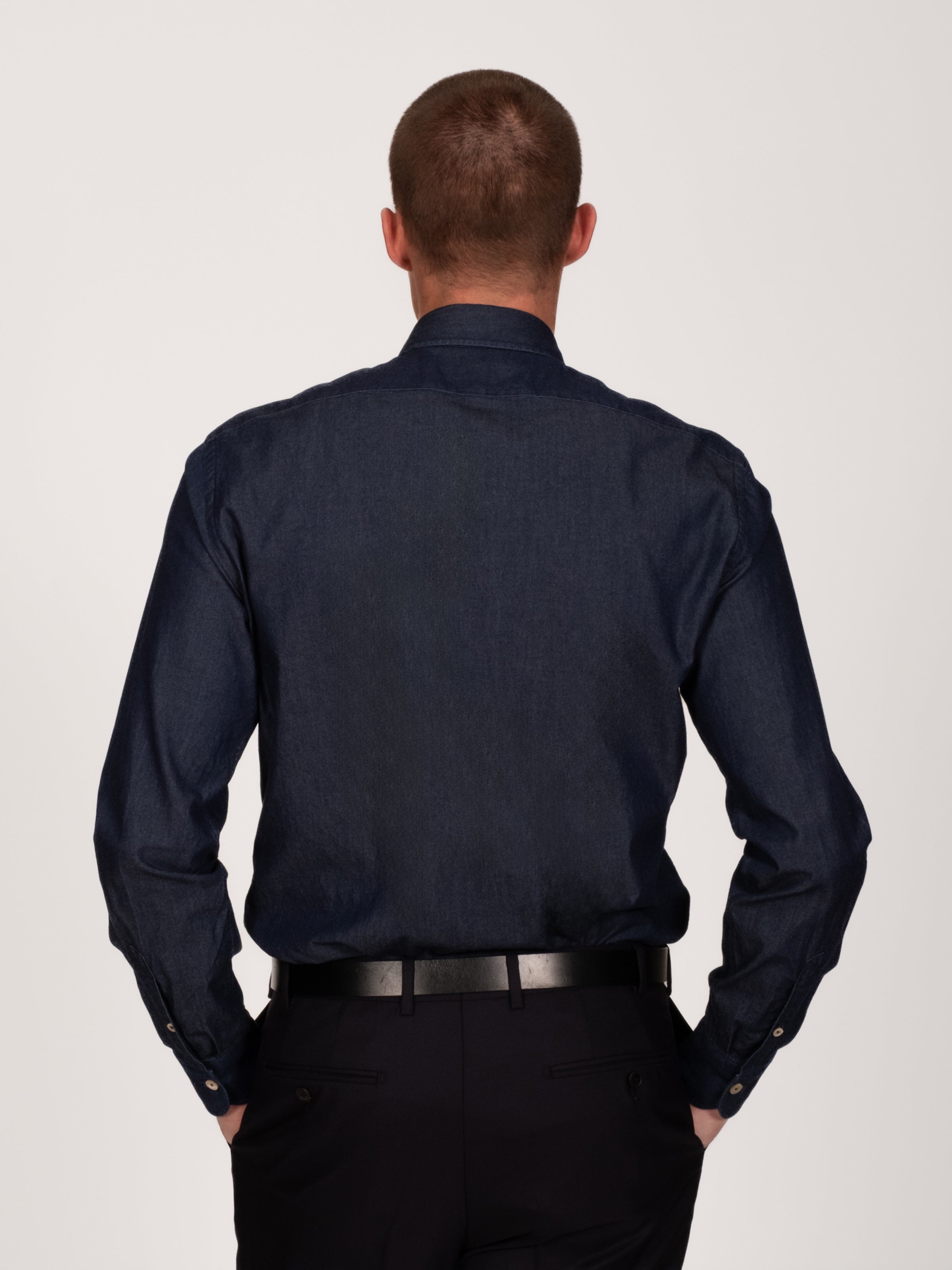 Dark Chambray Button Down Collar Shirt