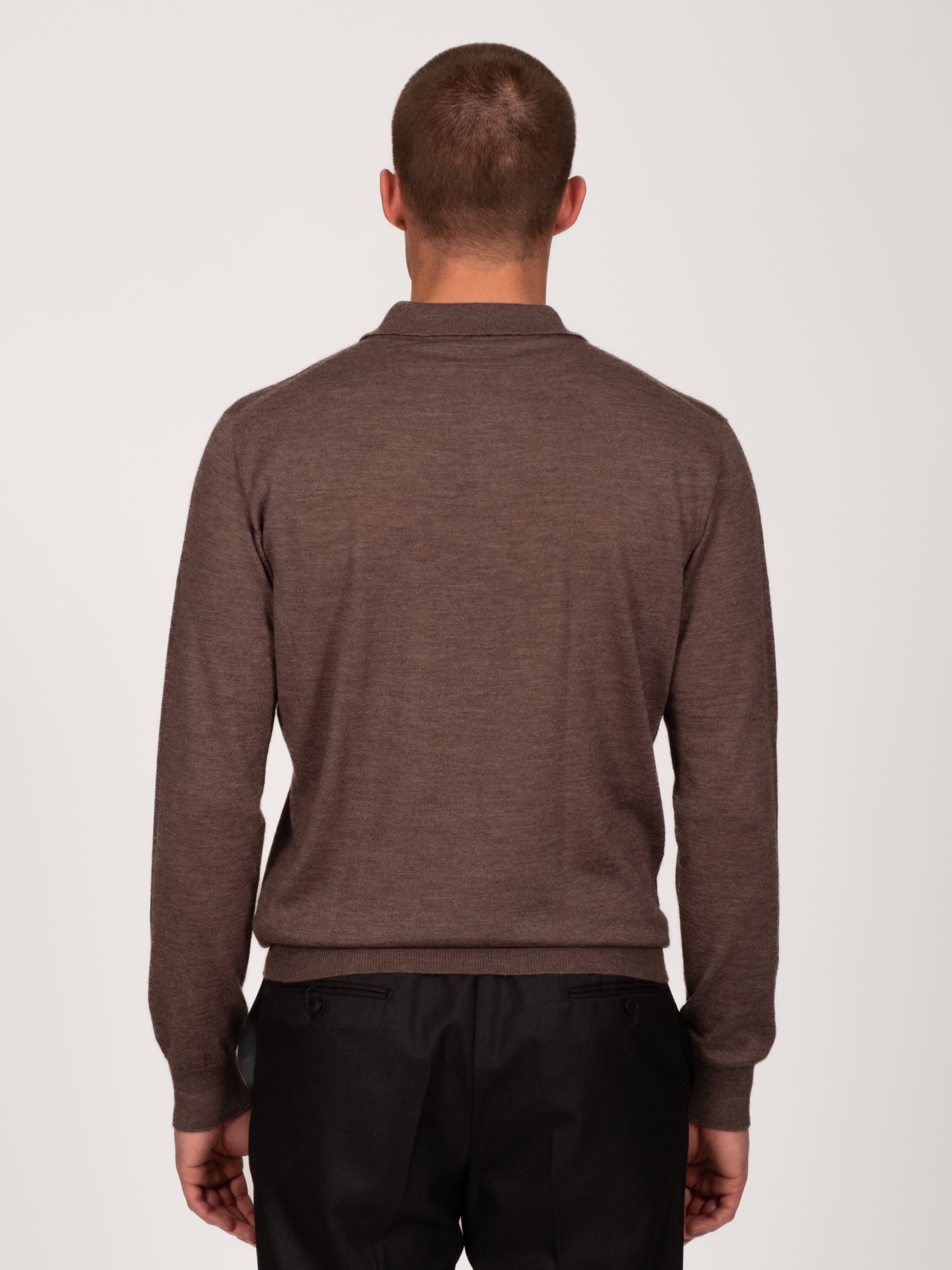 Taupe Melange Lightweight Merino Polo