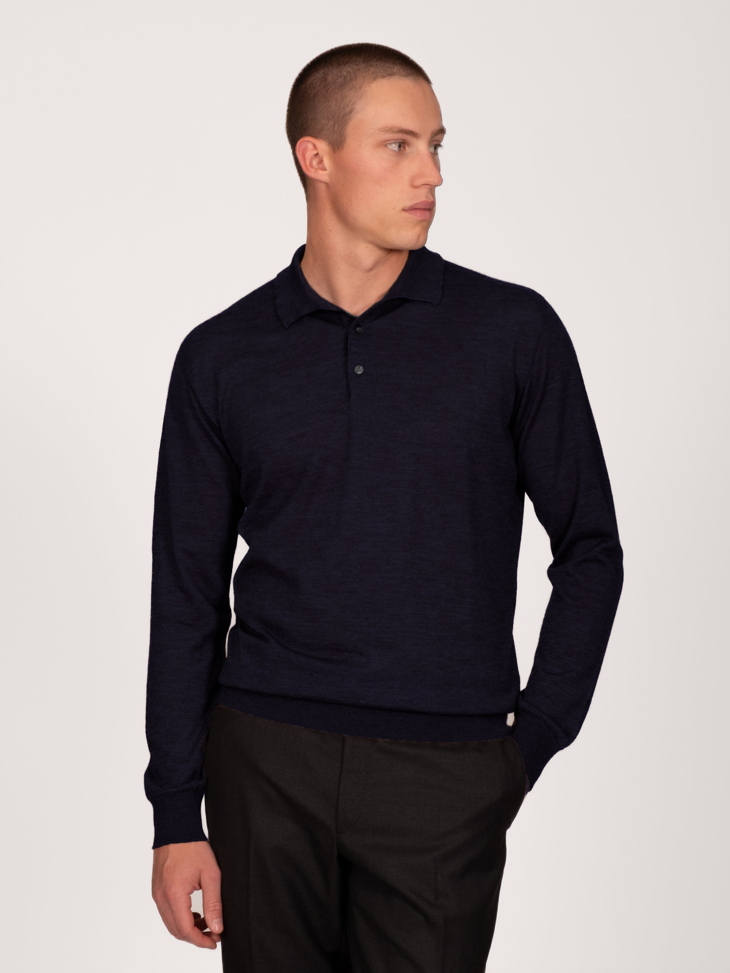 Navy Lightweight Merino Polo