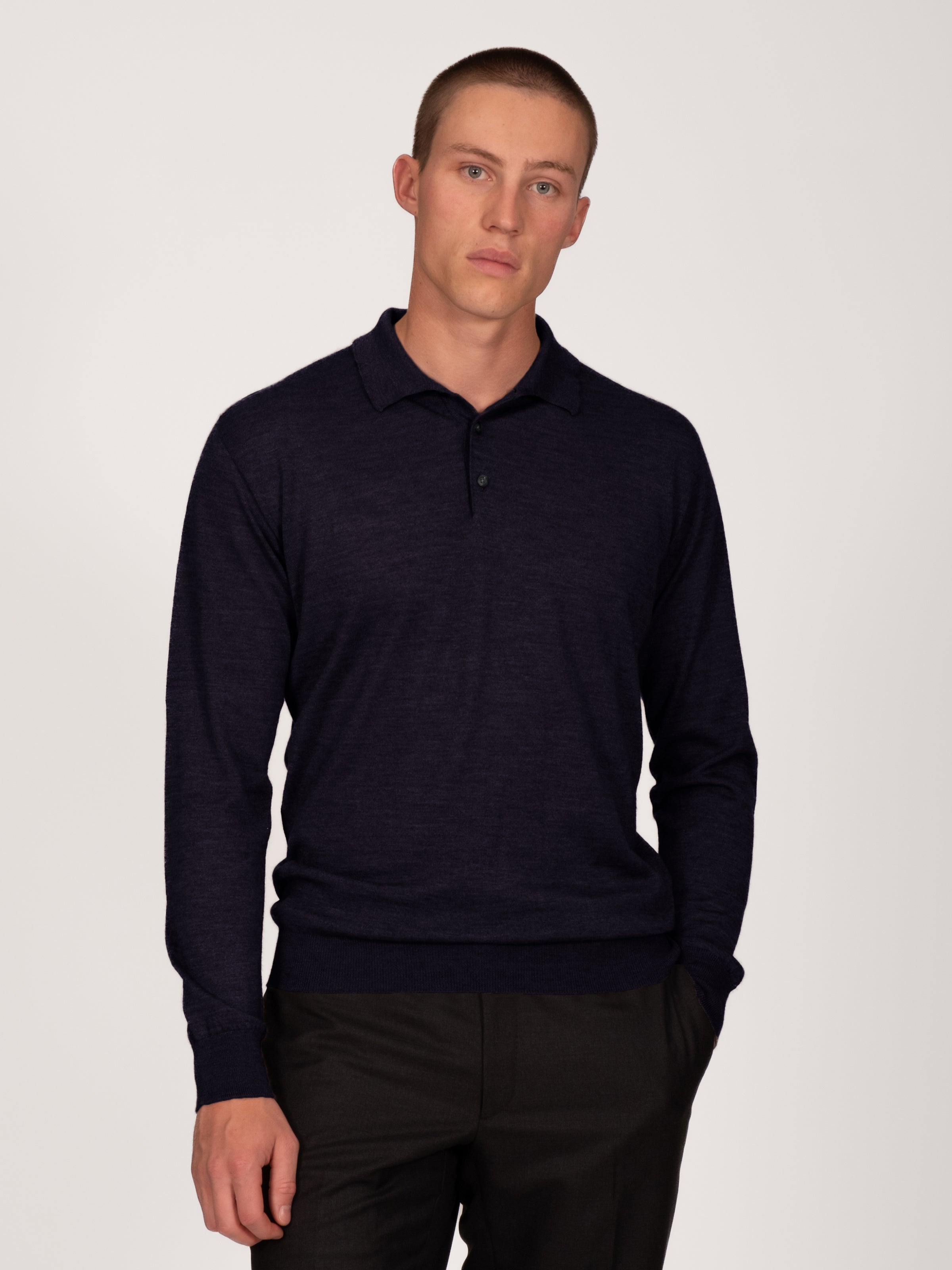 Navy Lightweight Merino Polo