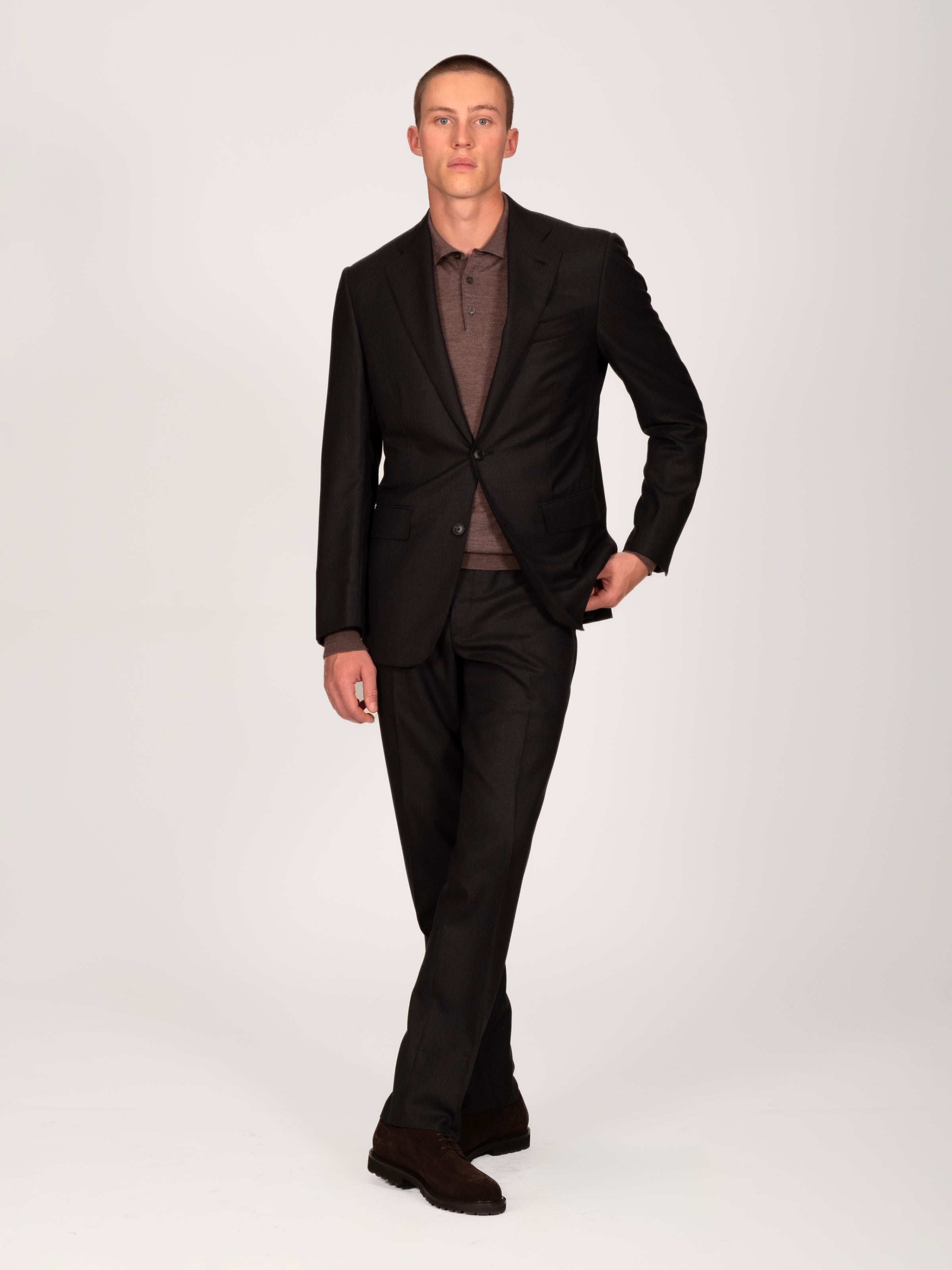 Taupe Melange Lightweight Merino Polo