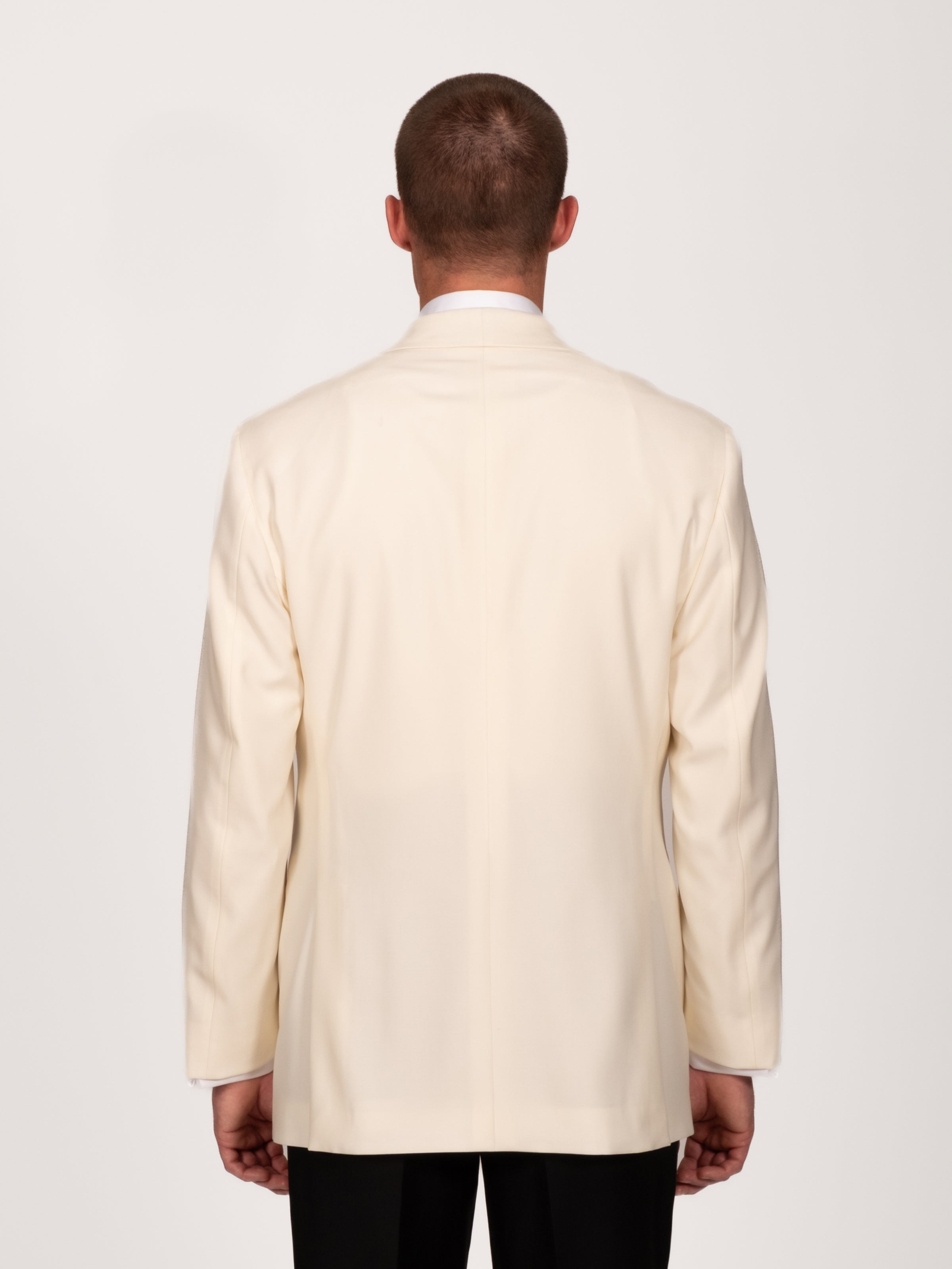 Ivory Wool Faille Shawl Collar Smoking Jacket