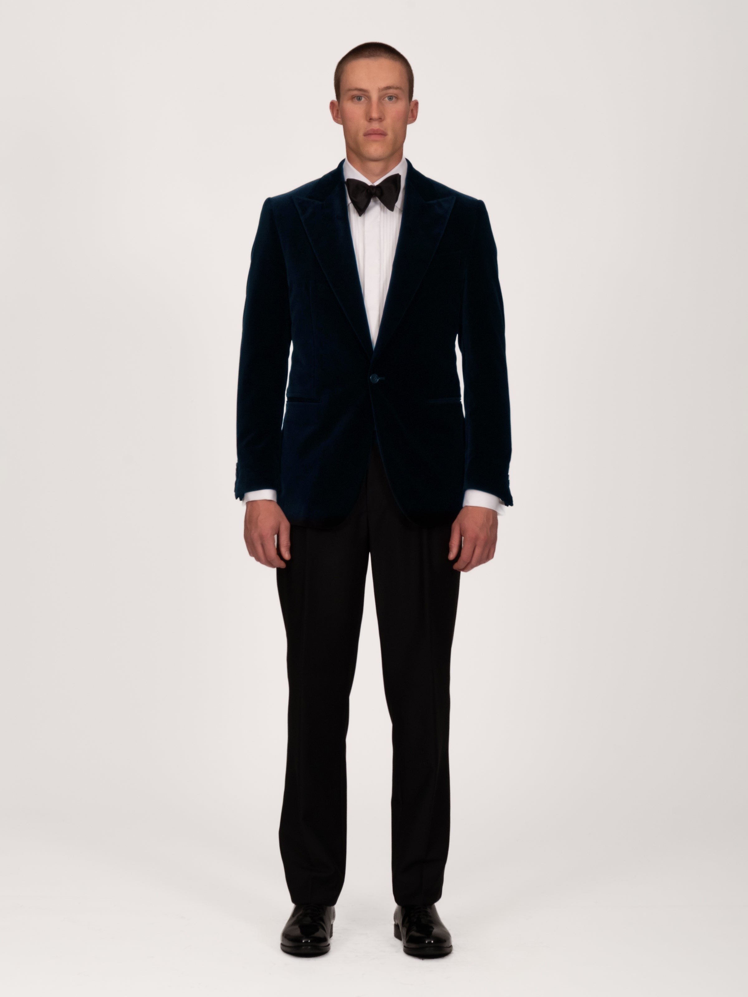 Midnight Navy Cotton Velvet Smoking Jacket