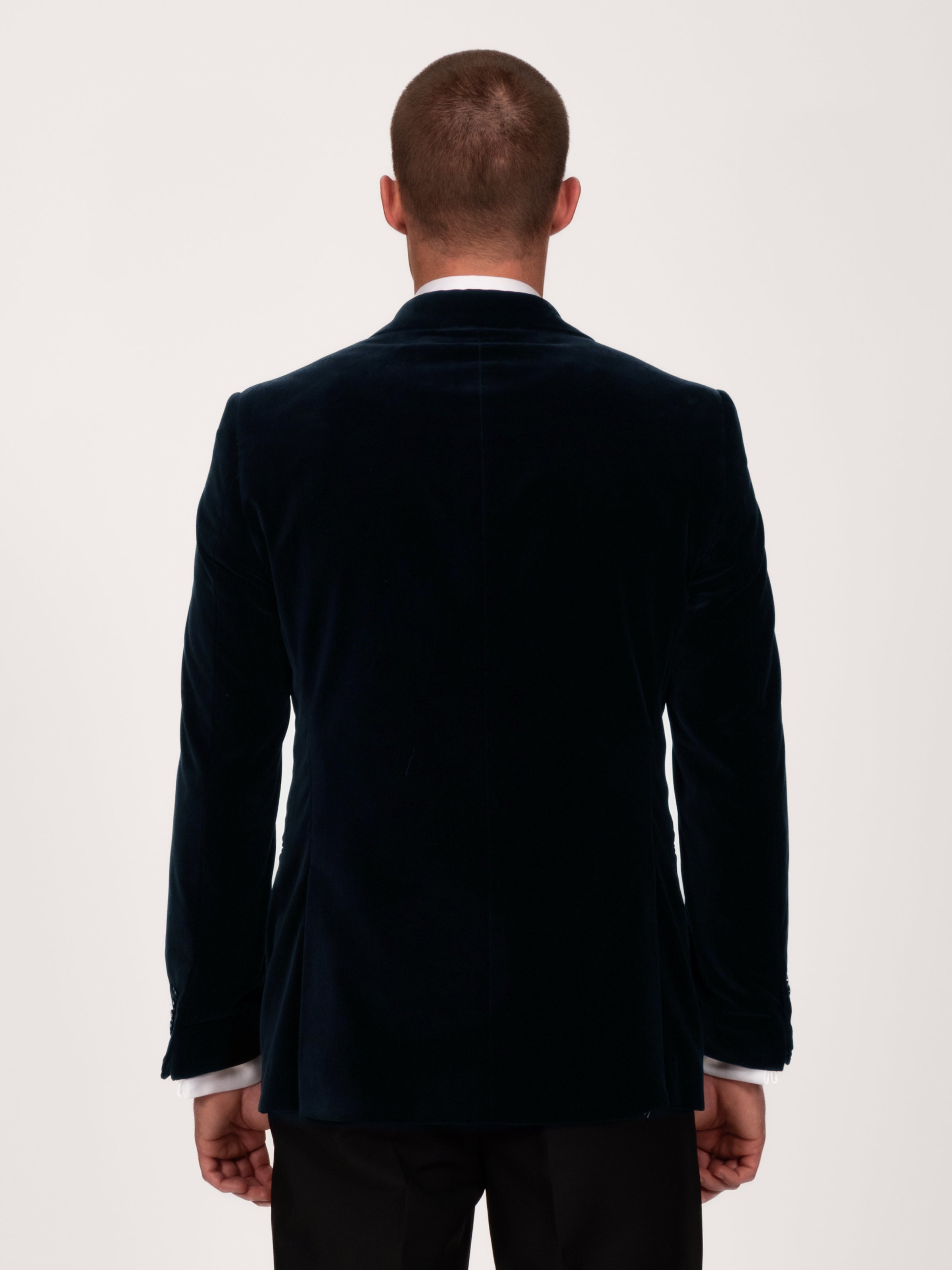 Midnight Navy Cotton Velvet Smoking Jacket