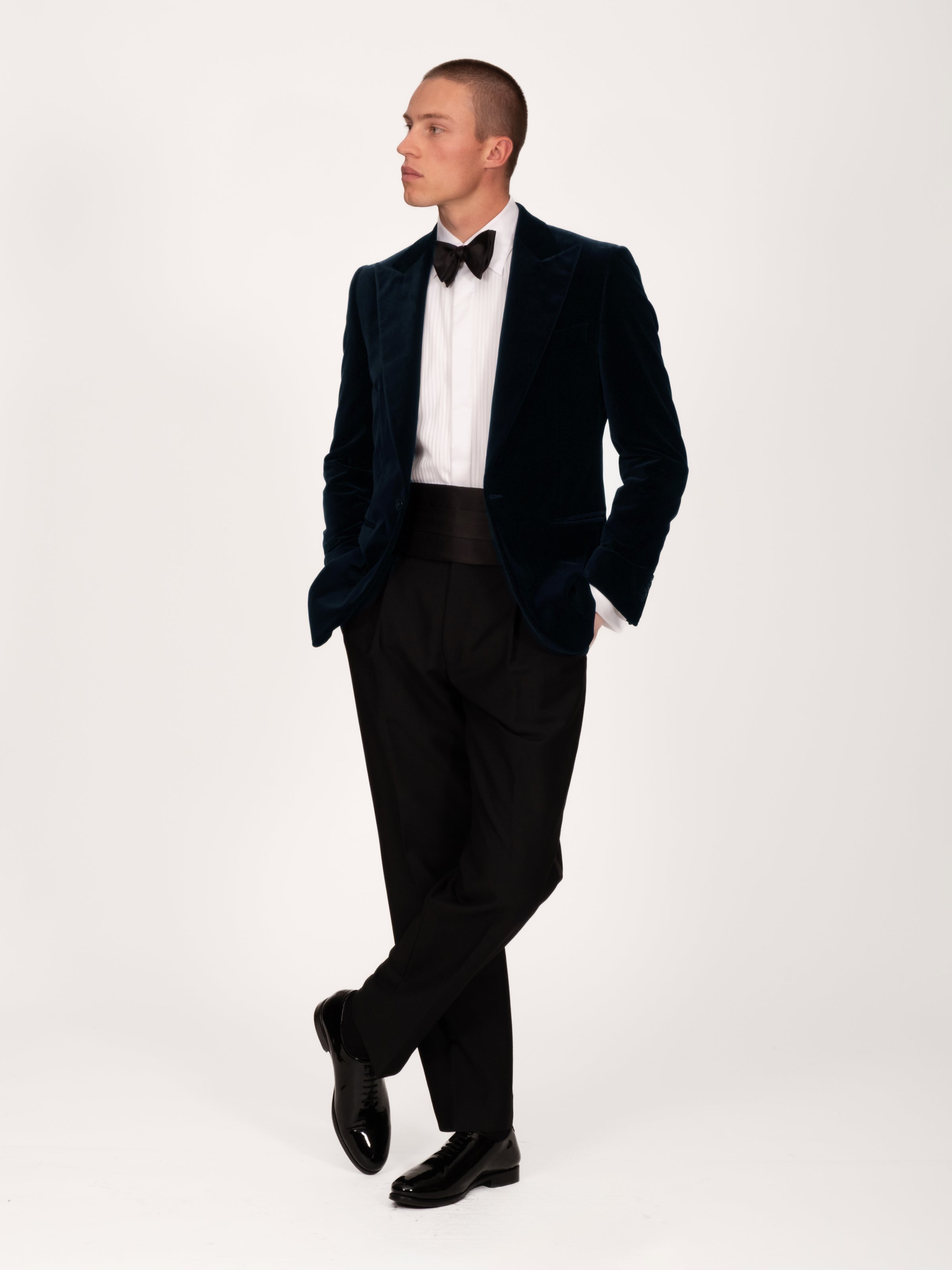 Midnight Navy Cotton Velvet Smoking Jacket