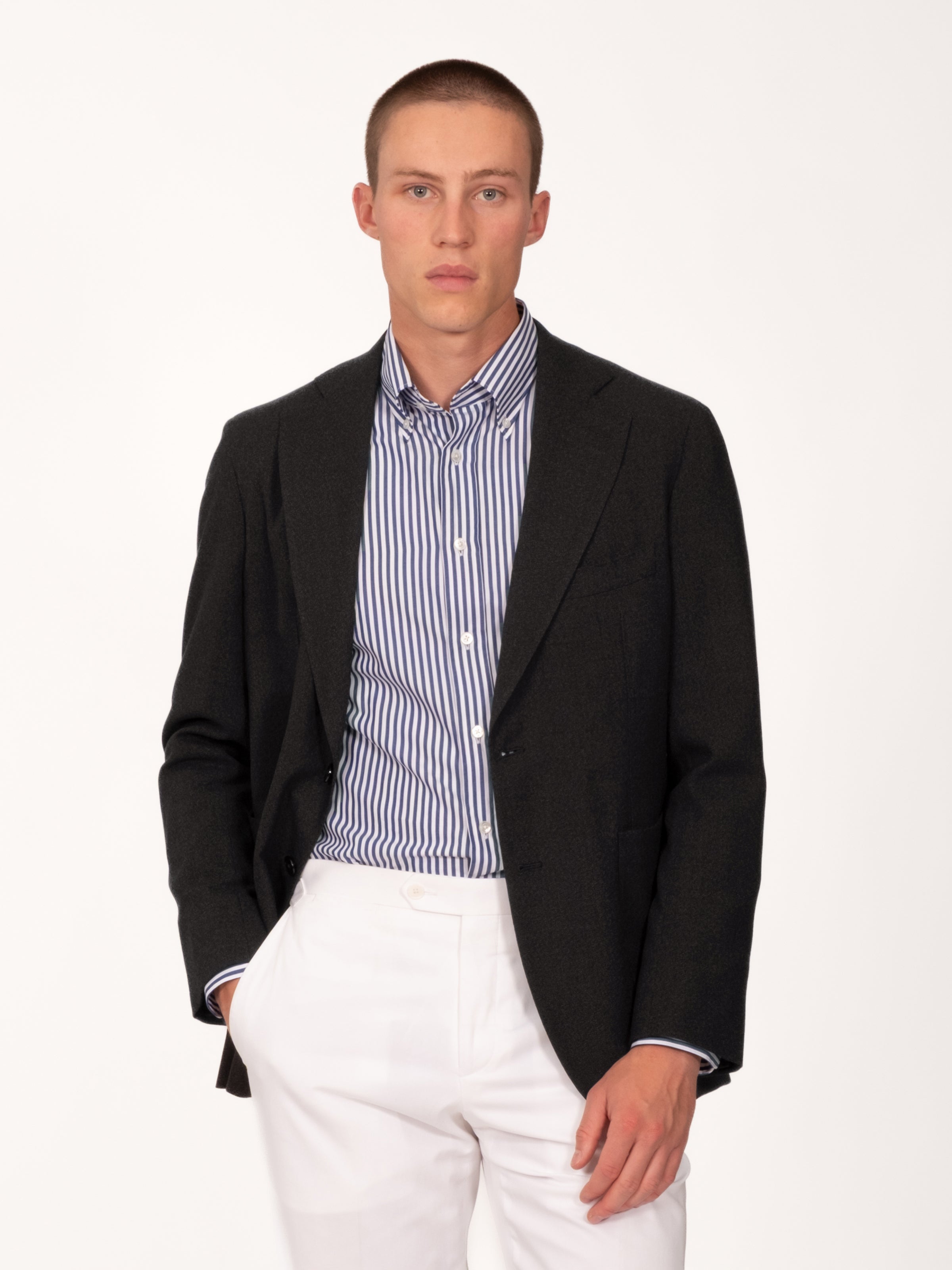 Christian Kimber Apollo Unconstructed Hopsack Blazer - Charcoal