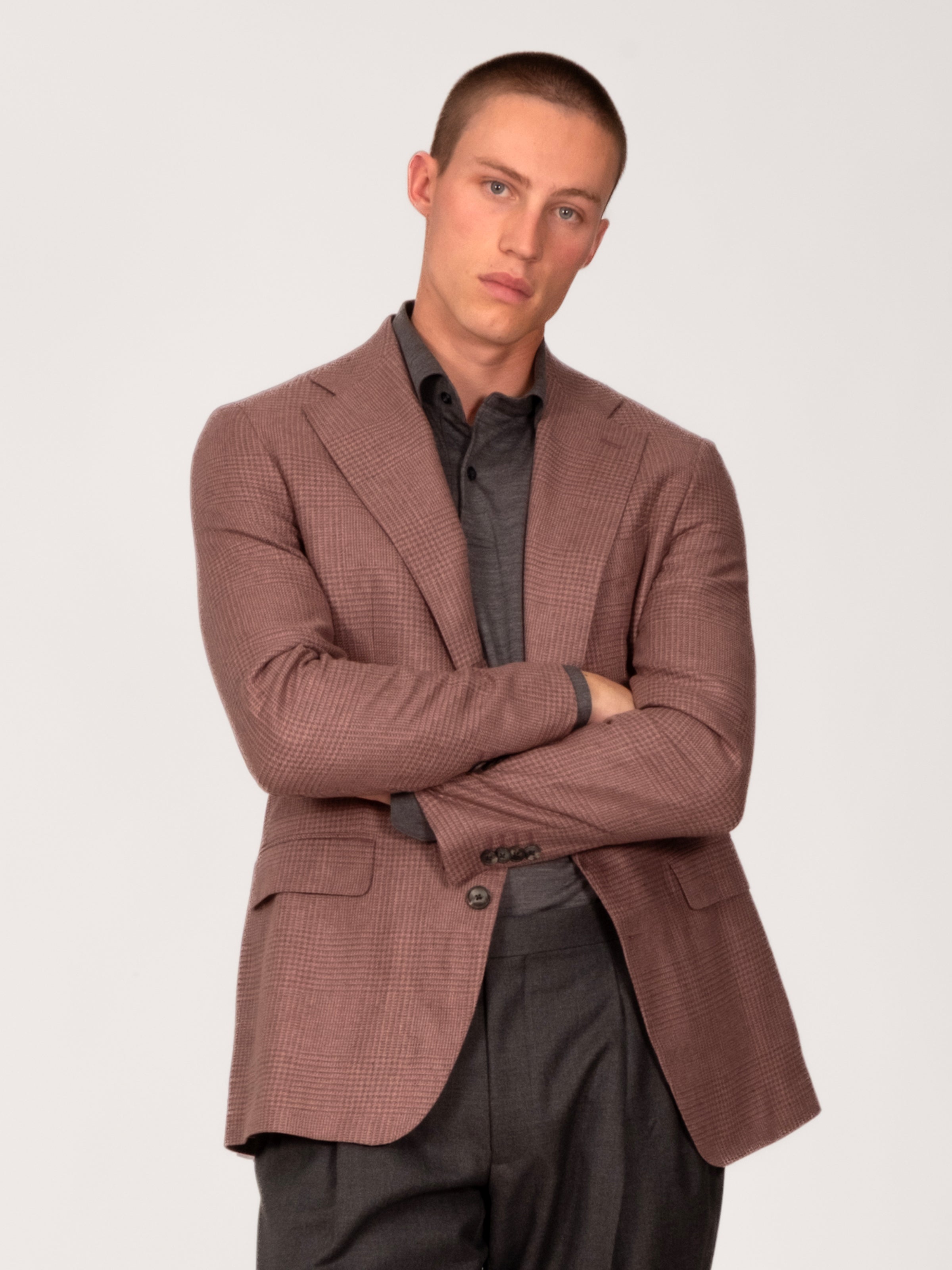 Mauve Silk Glencheck Blazer