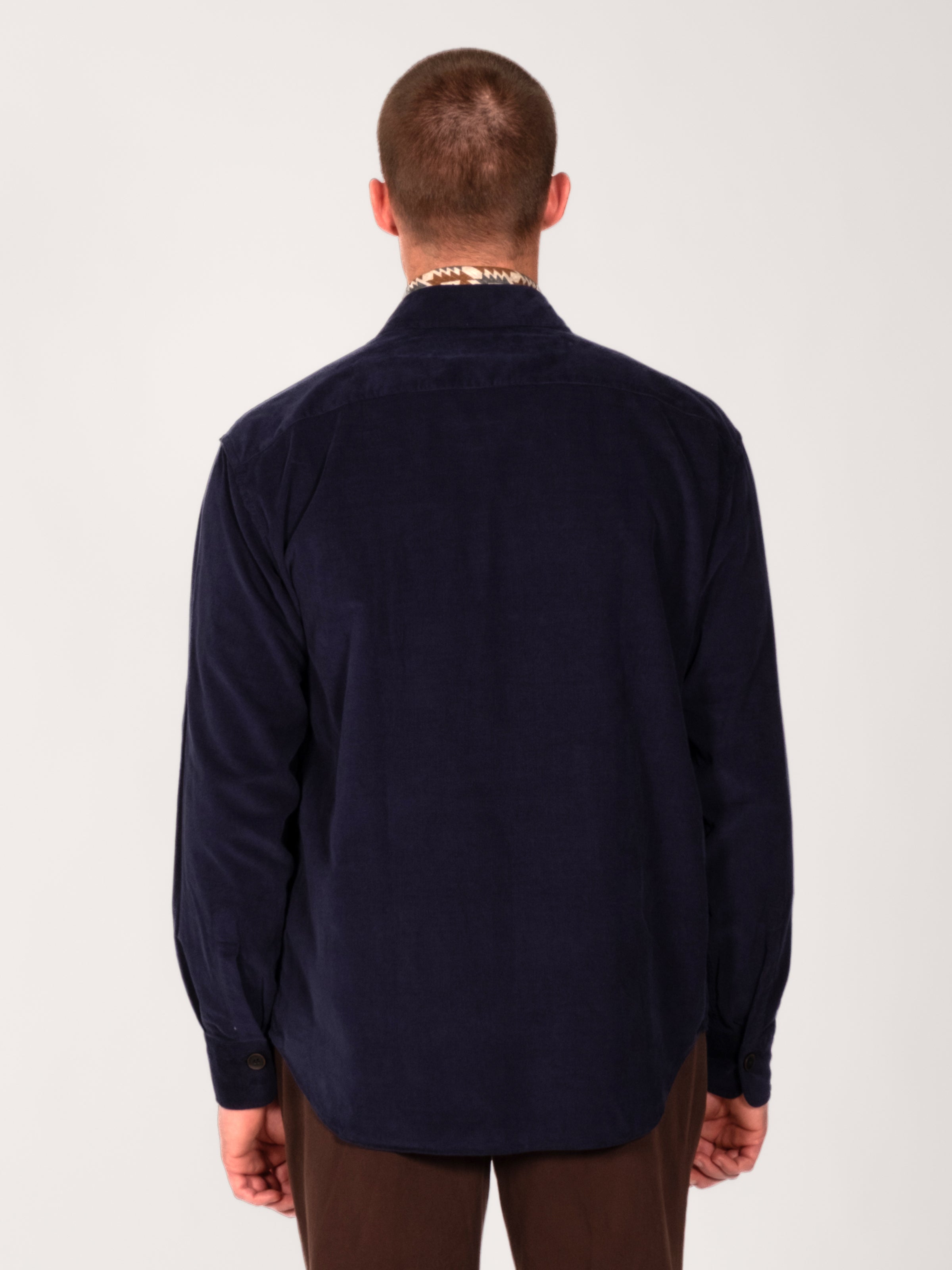 Navy Cotton Corduroy Double Pocket Overshirt