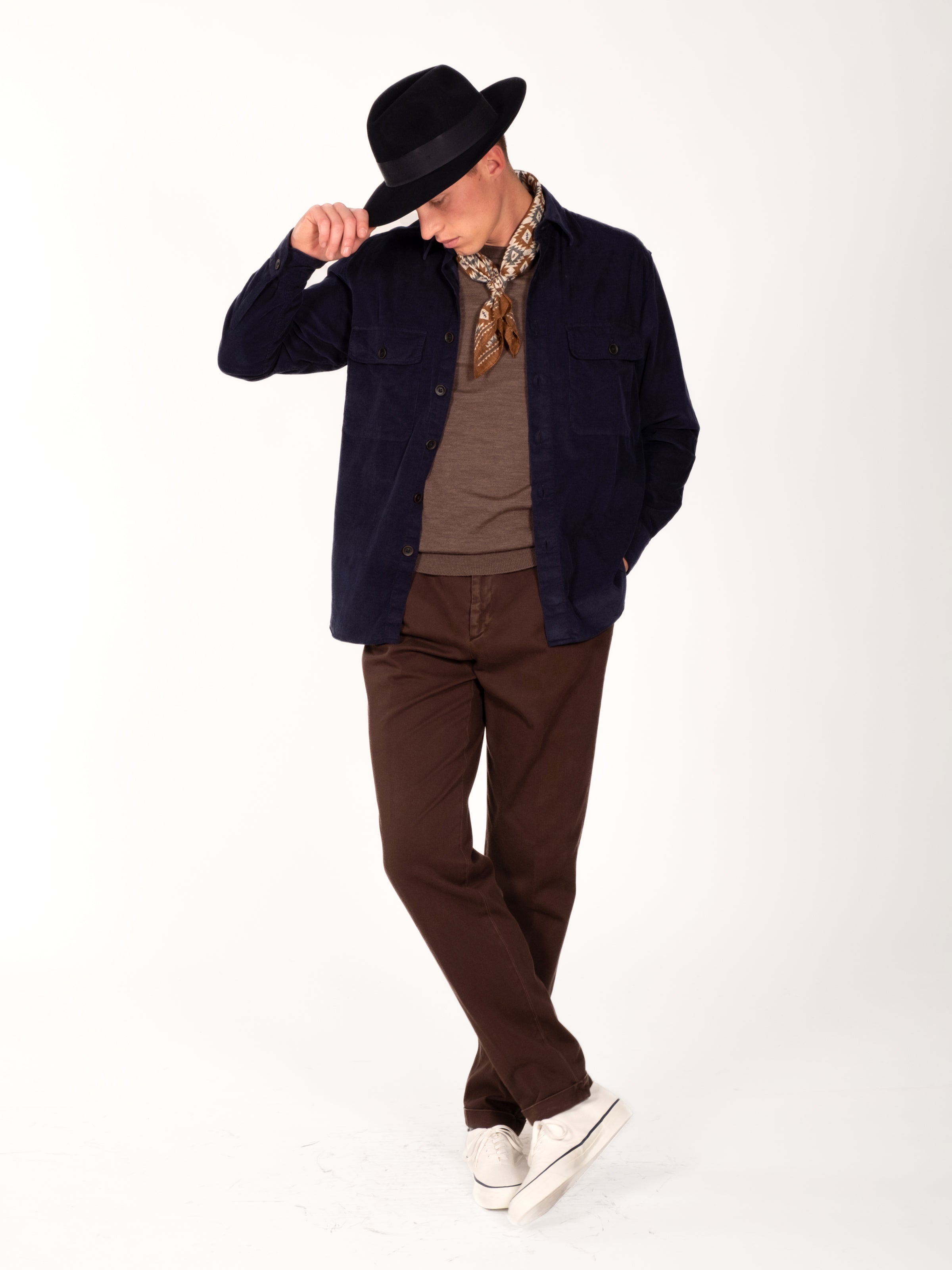 Navy Cotton Corduroy Double Pocket Overshirt