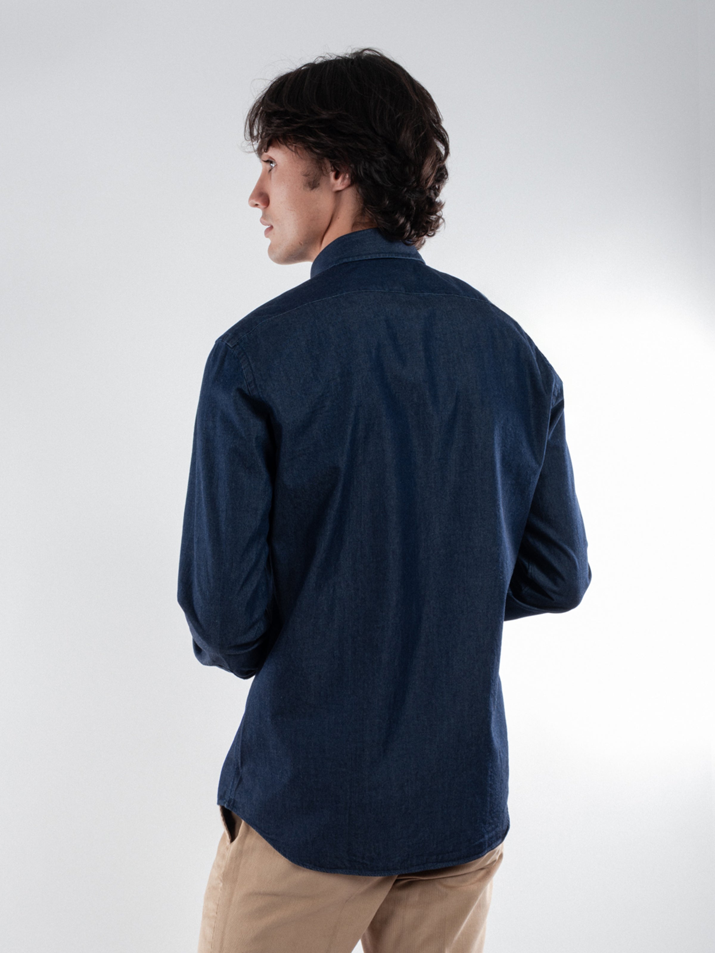 Dark Chambray Button Down Collar Shirt