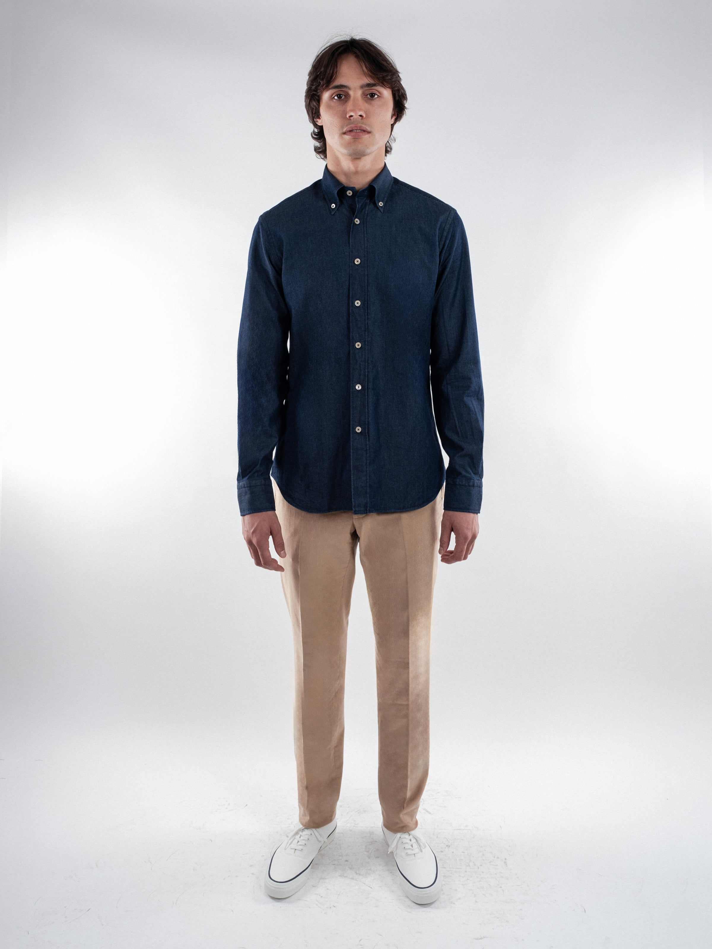 Dark Chambray Button Down Collar Shirt